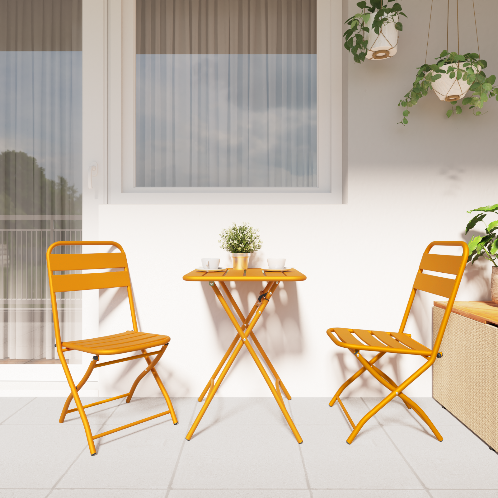 vidaXL Tuinstoelen 2 st inklapbaar 42x52x82 cm staal mosterdgeel