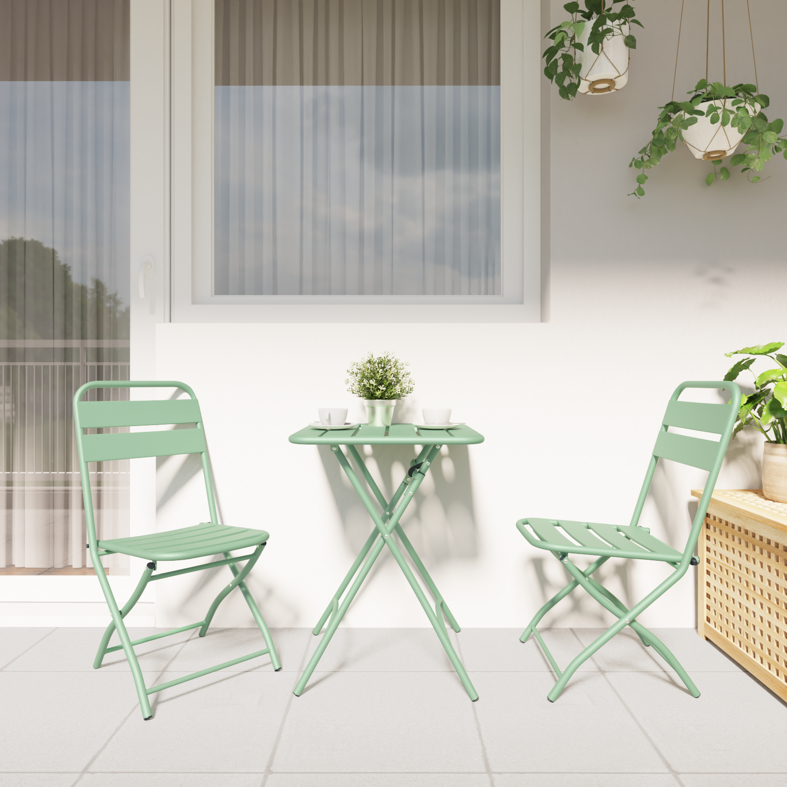 vidaXL Tuinstoelen 2 st inklapbaar 42x52x82 cm staal lichtmint