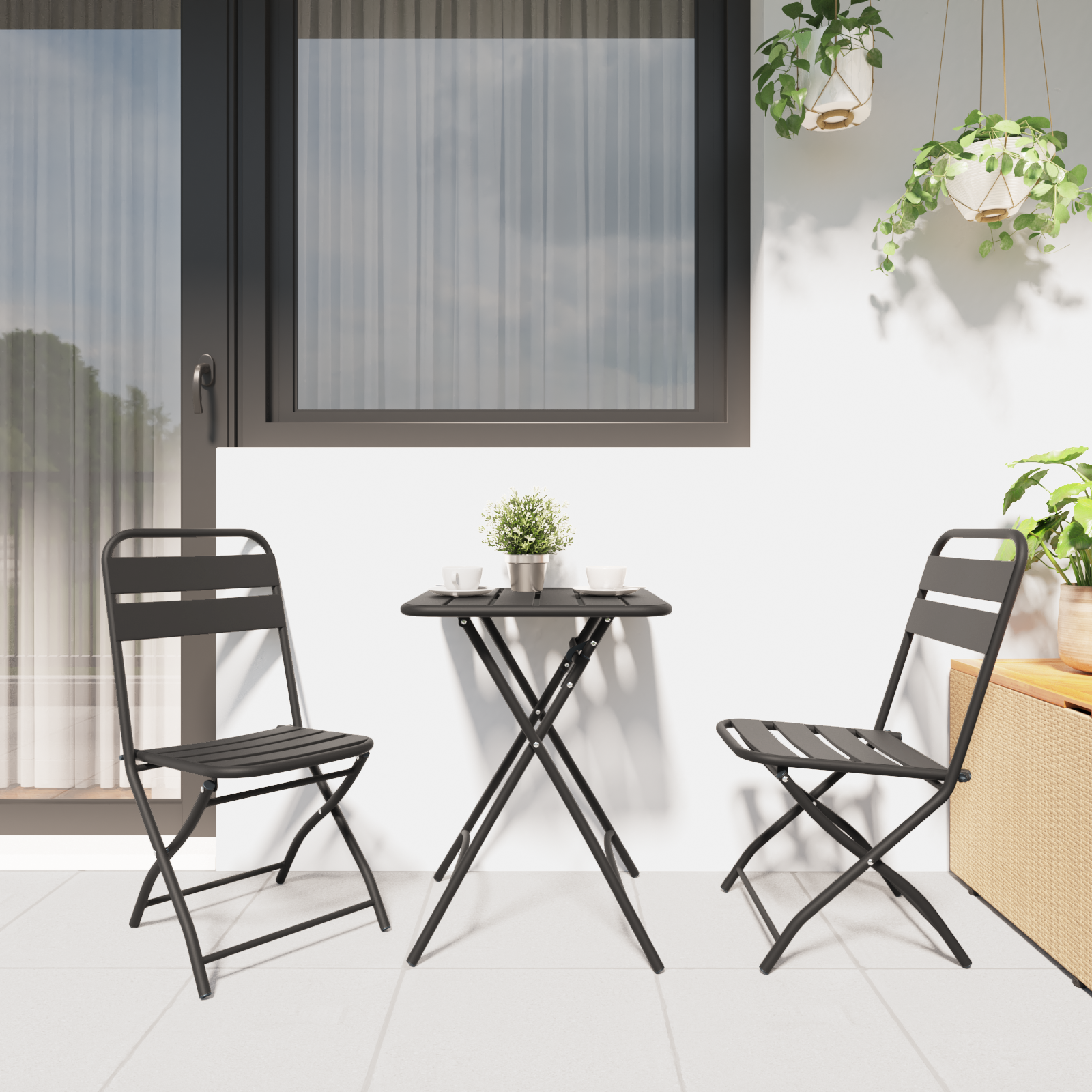 vidaXL Tuinstoelen 2 st inklapbaar 42x52x82 cm staal antraciet