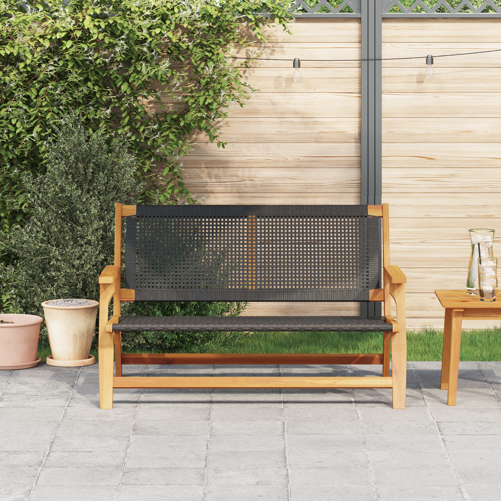 vidaXL Tuinbank Zwart 122x76x73,5 cm van Massief Acaciahout