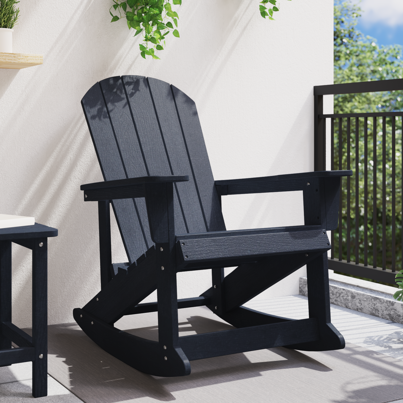 vidaXL Adirondack Schommelstoel Marineblauw 73,5x92x90 cm van HDPE