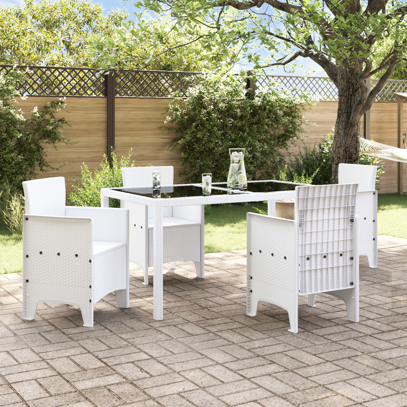 vidaXL Tuinmeubelen 4 st Wit Poly Rattan