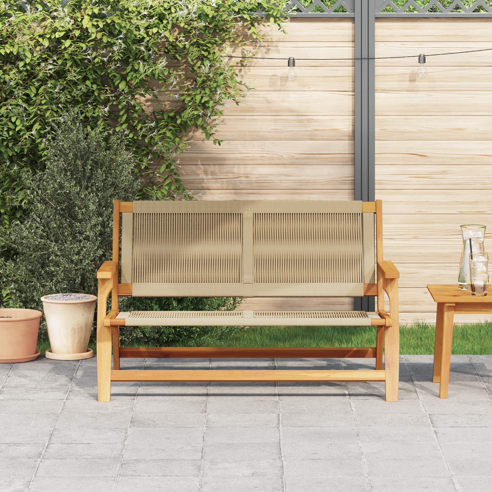 vidaXL Tuinbank Beige 76x122x73 cm van Massief Acaciahout