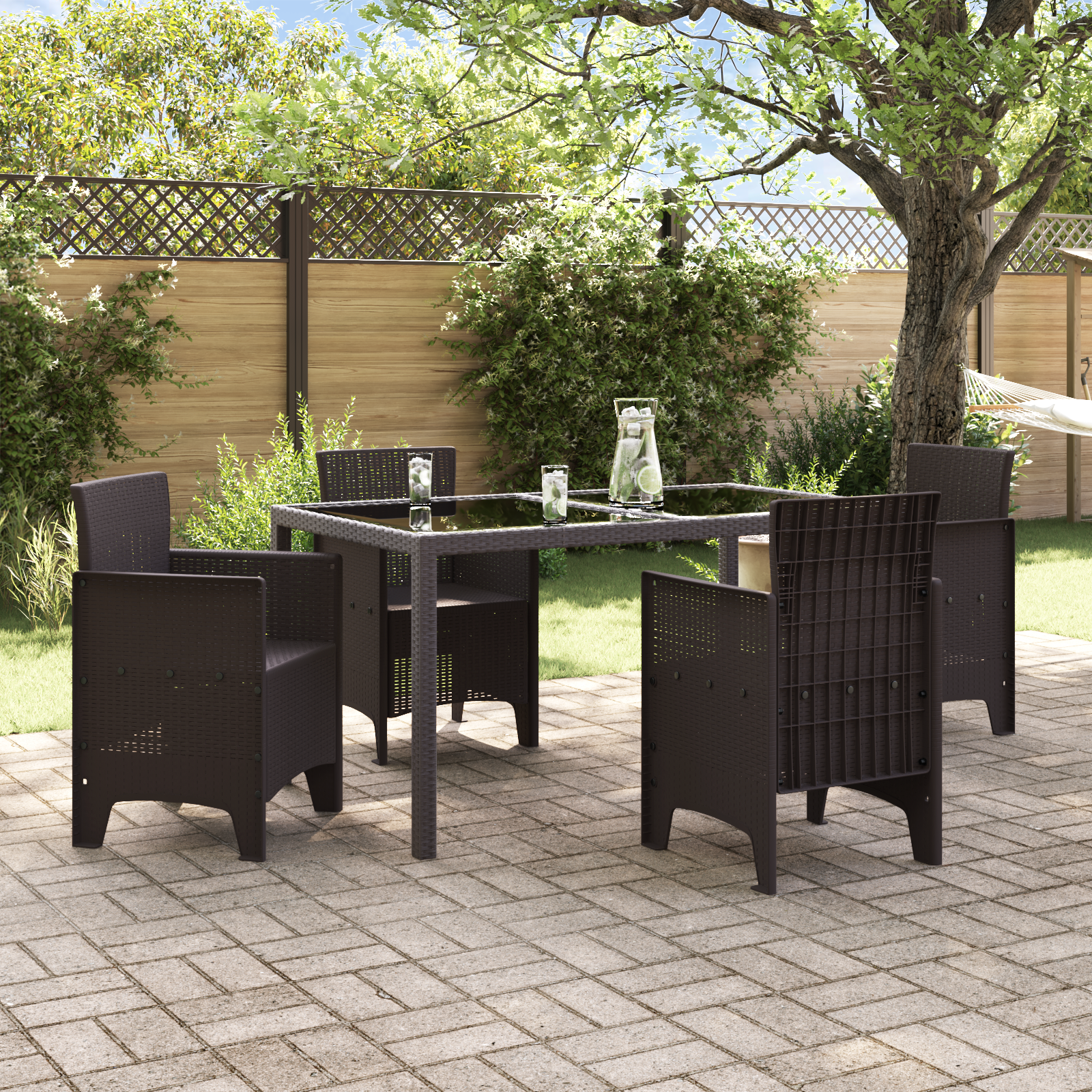 vidaXL Tuinstoelen 4 stuks Bruin Poly Rieten