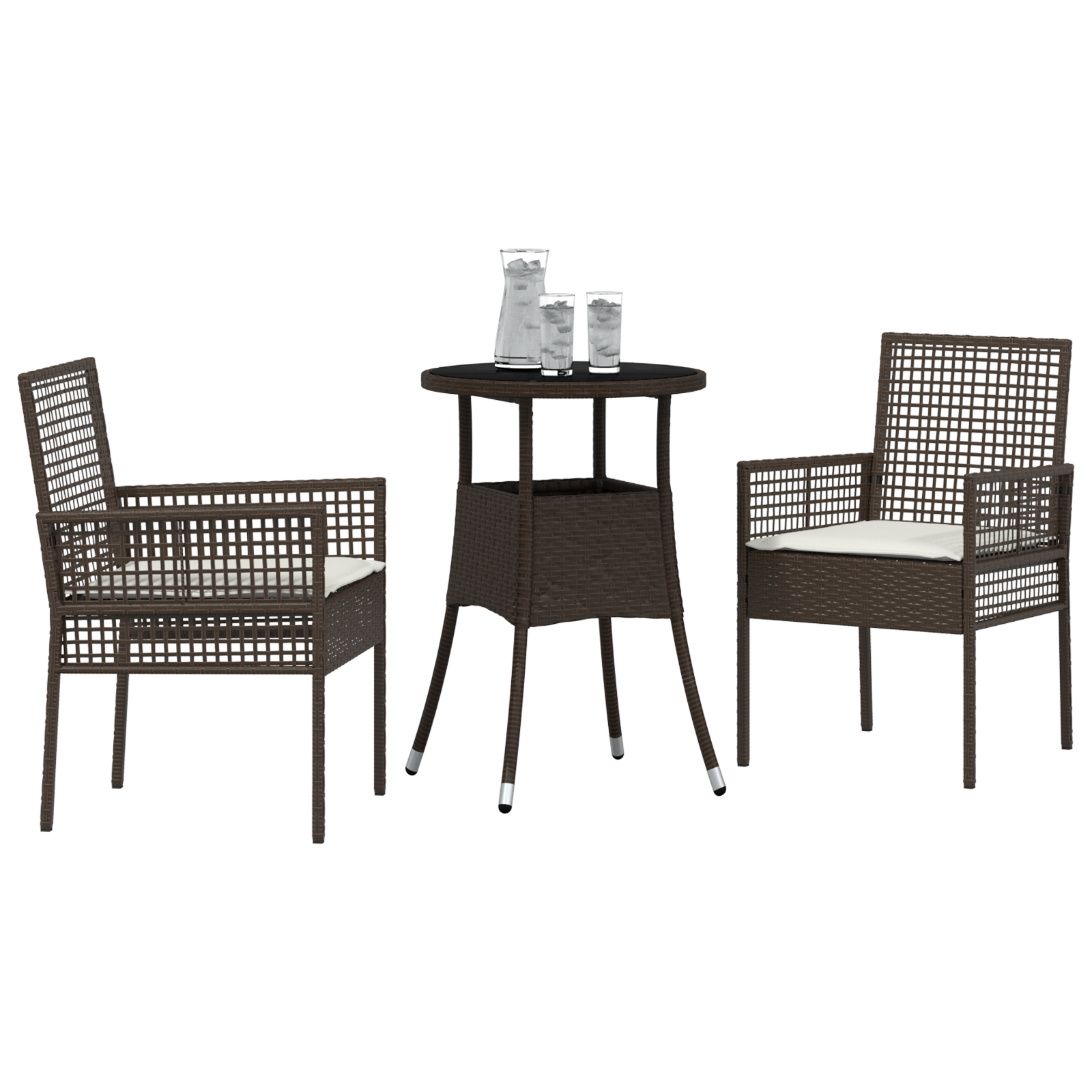vidaXL 3-delige Tuinset poly rattan bruin