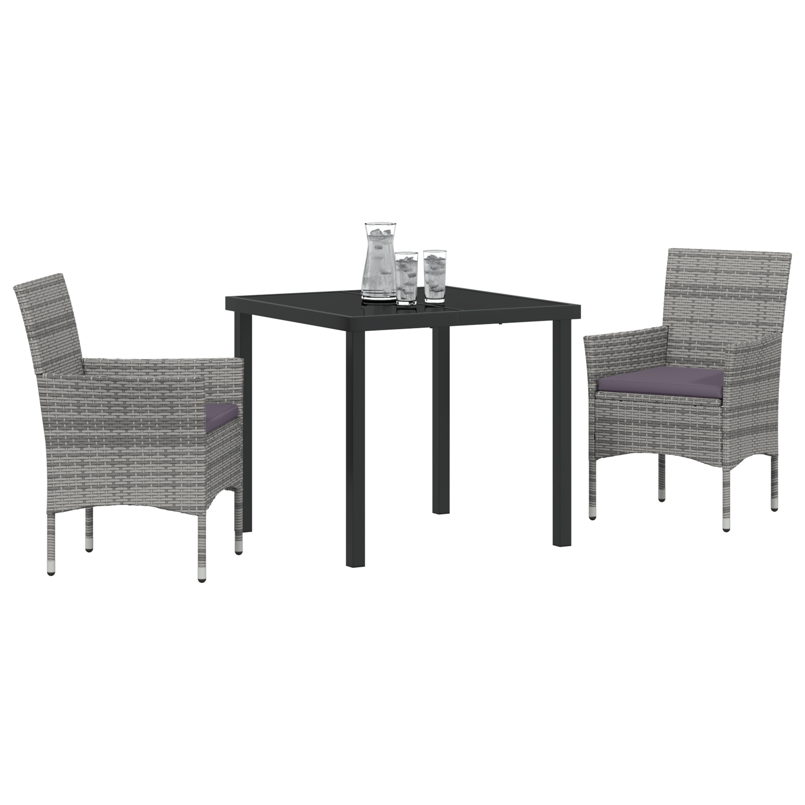 vidaXL 3-delige tuin eetset Grijs Poly Rattan