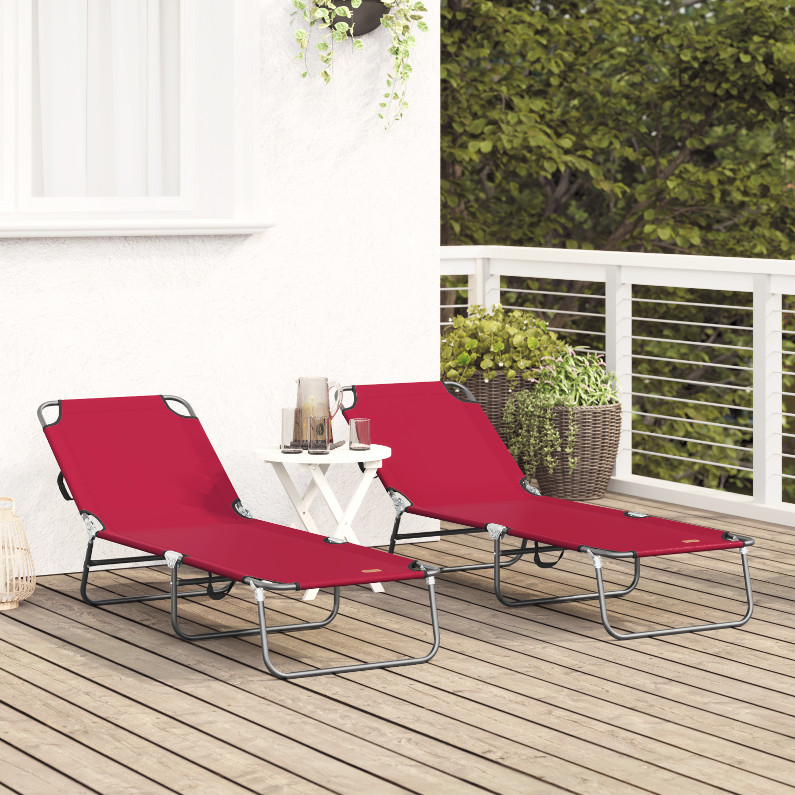 vidaXL Opvouwbare Ligbedden 2 stuks Draagbaar Rood 600D Oxford Stof
