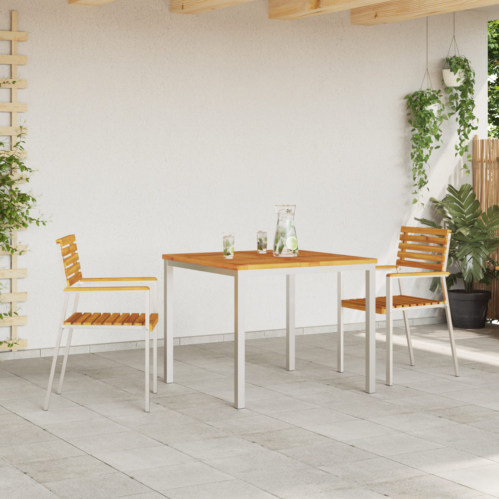 vidaXL Stapelbare Tuinstoelen 2 stuks Massief Hout Acacia & RVS
