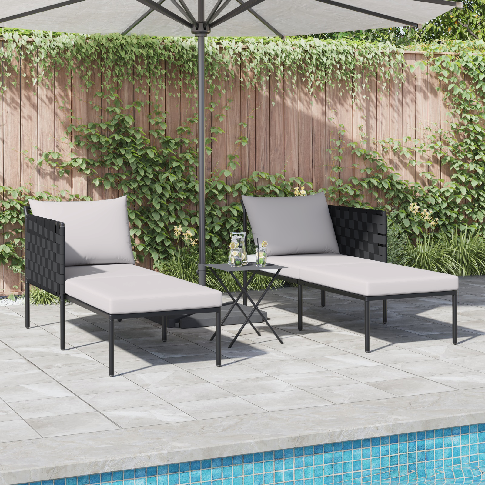 vidaXL Ligbed 2-persoons met kussens 115x153x69,5 cm staal antraciet