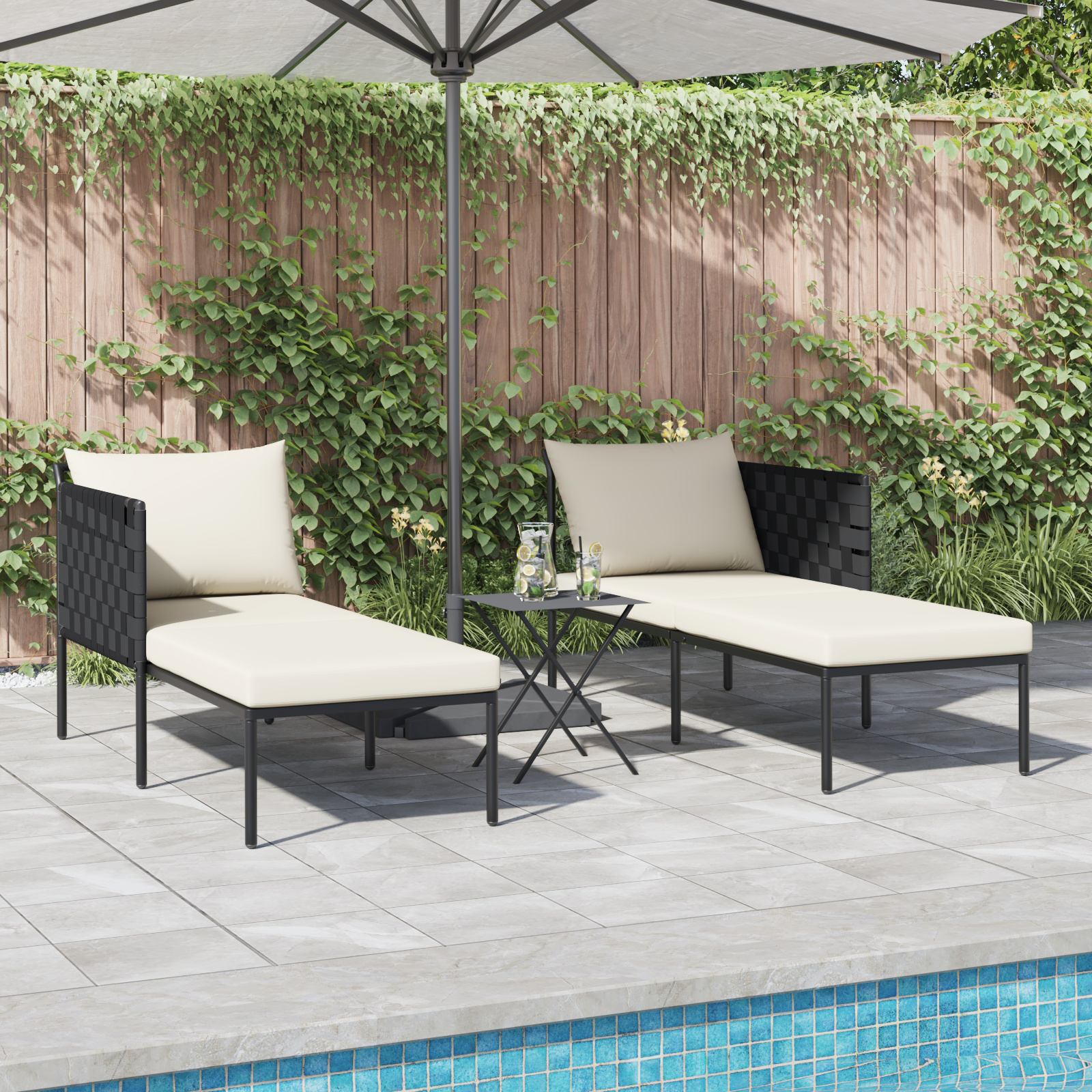 vidaXL Ligbed 2-persoons met kussens 115x153x69,5 cm staal antraciet