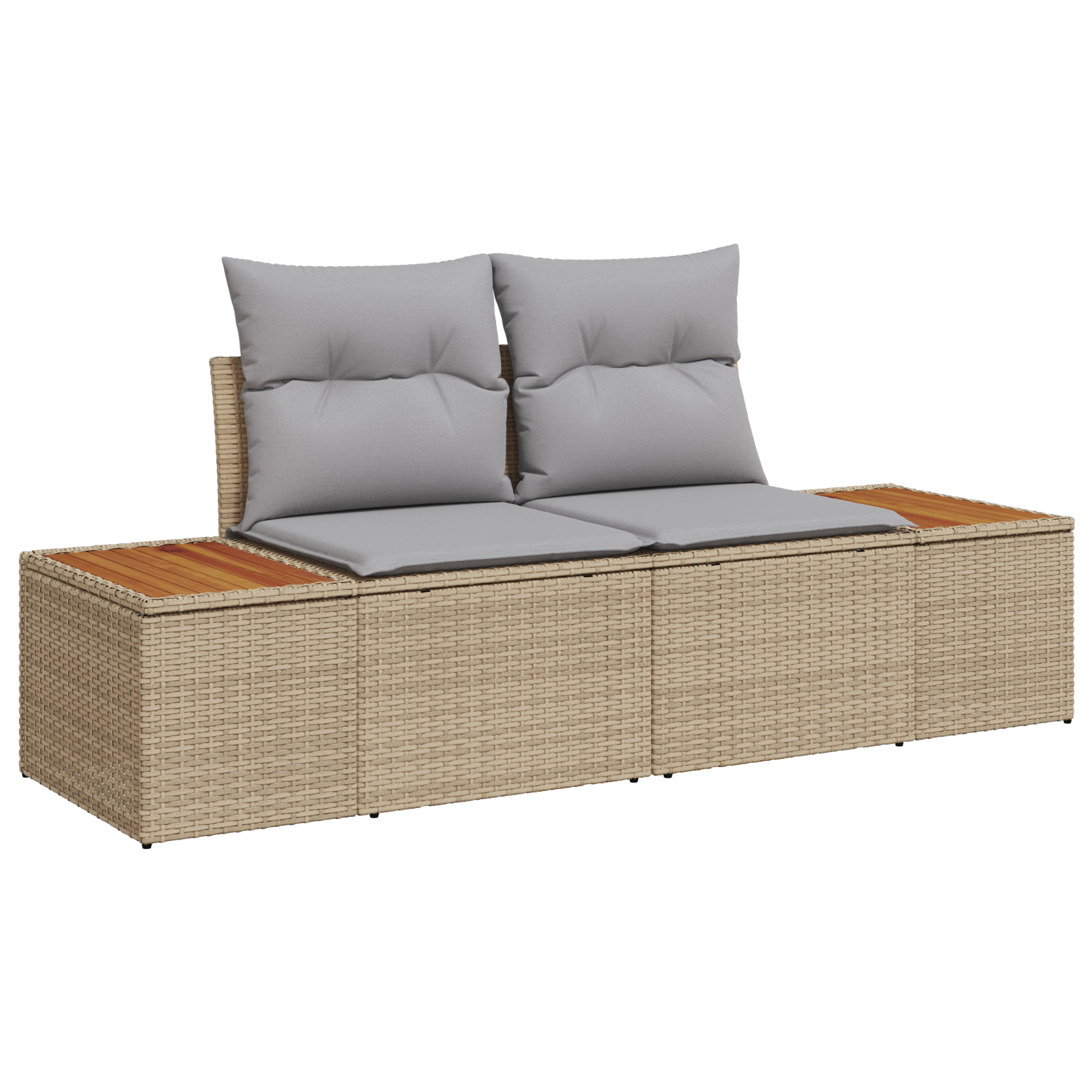 vidaXL 9-delige Tuinset met kussens poly rattan acaciahout beige