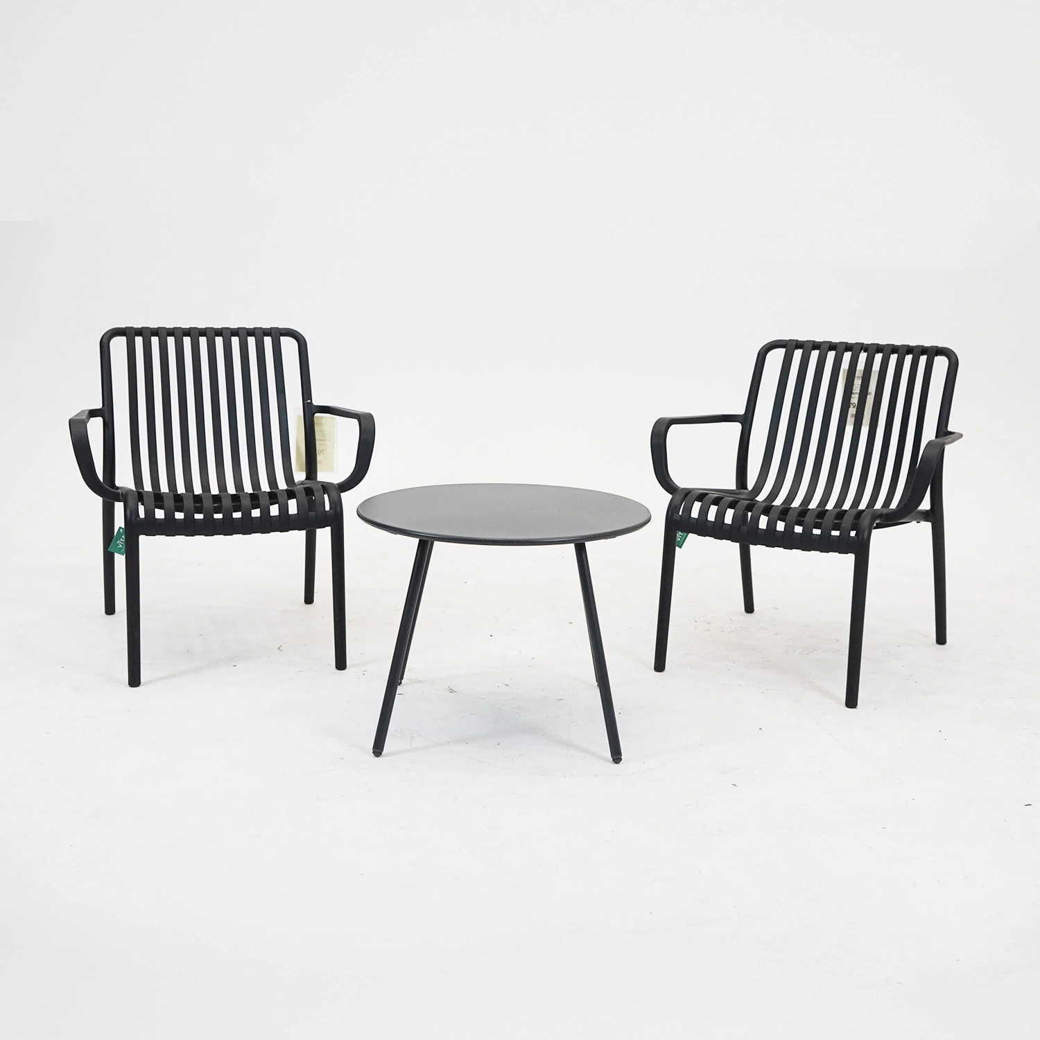 Vita Loungeset Porto 2x  Porto Loungestoel met Santo Bijzettafel Zwart Balkon Set 