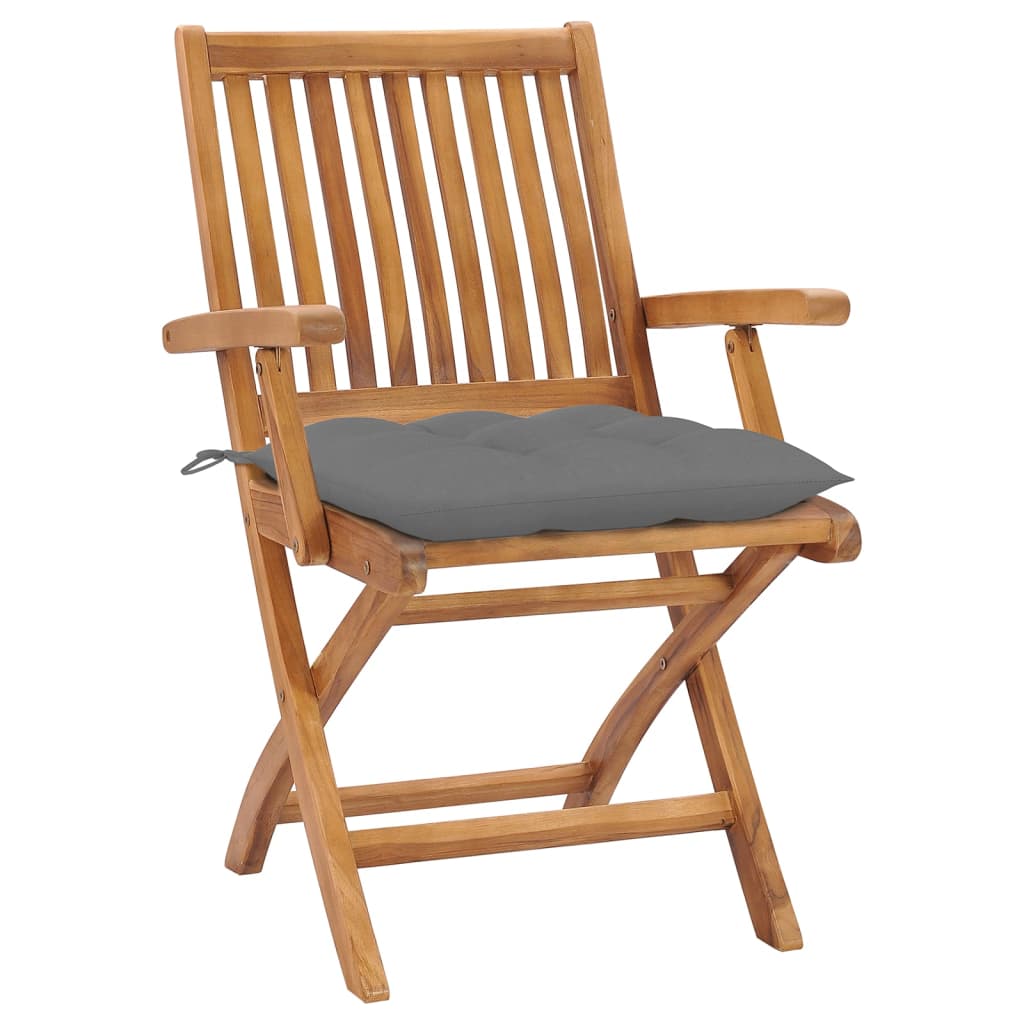 vidaXL Tuinstoelen 4 st inklapbaar met kussens massief teakhout