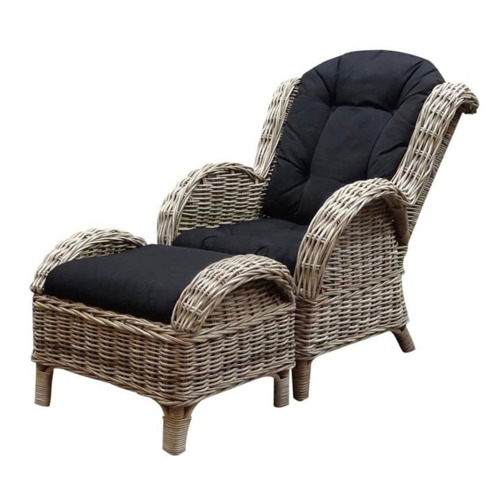 AVH-Collectie Naturel lounge balkonset 2-delig naturel rotan zwart