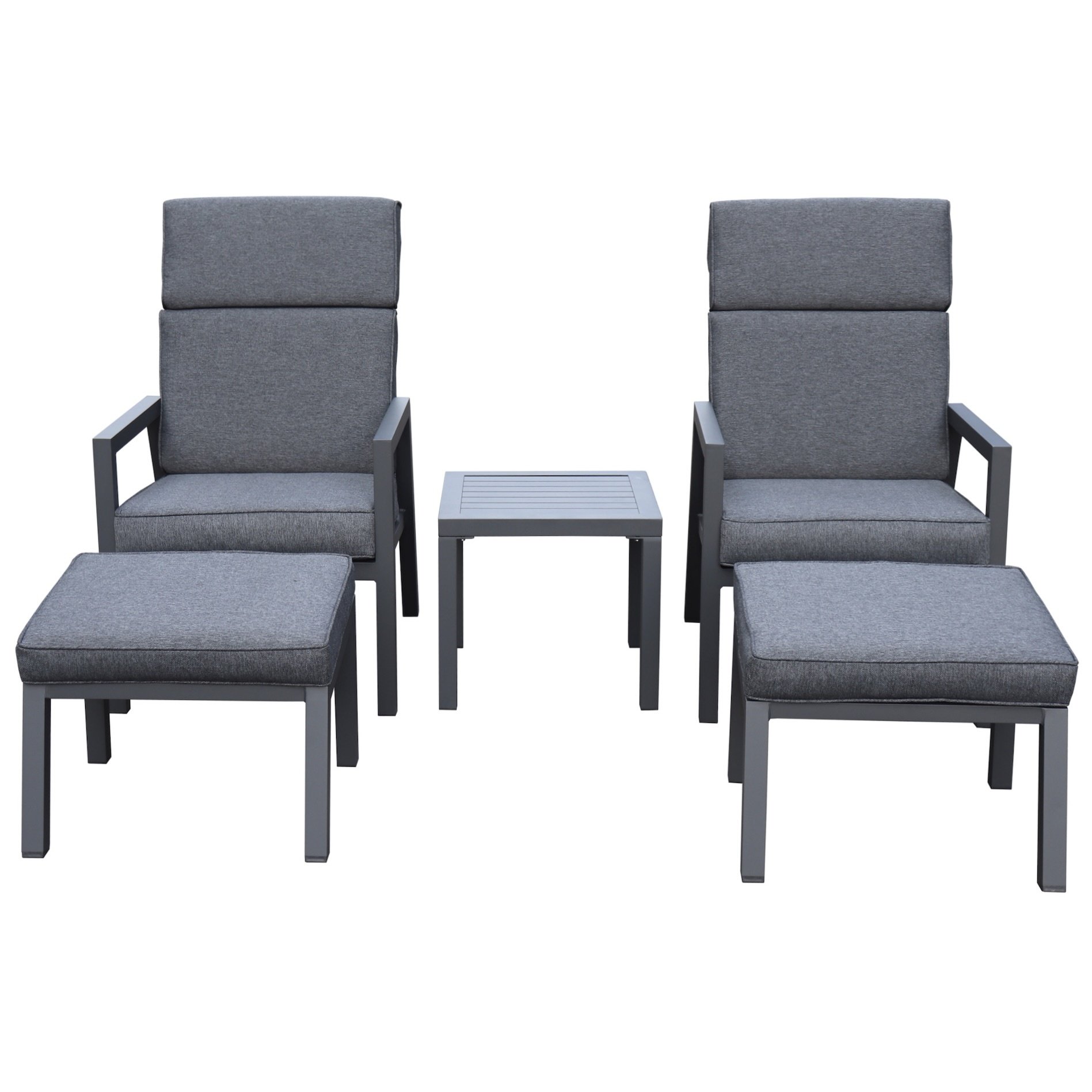 AVH-Collectie Santa Fe lounge balkonset 5 delig verstelbaar aluminium antraciet