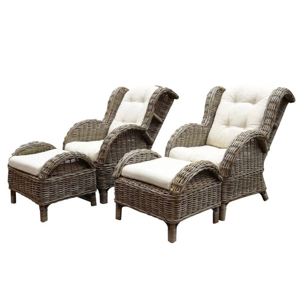 AVH-Collectie Naturel lounge balkonset 4-delig naturel rotan wit