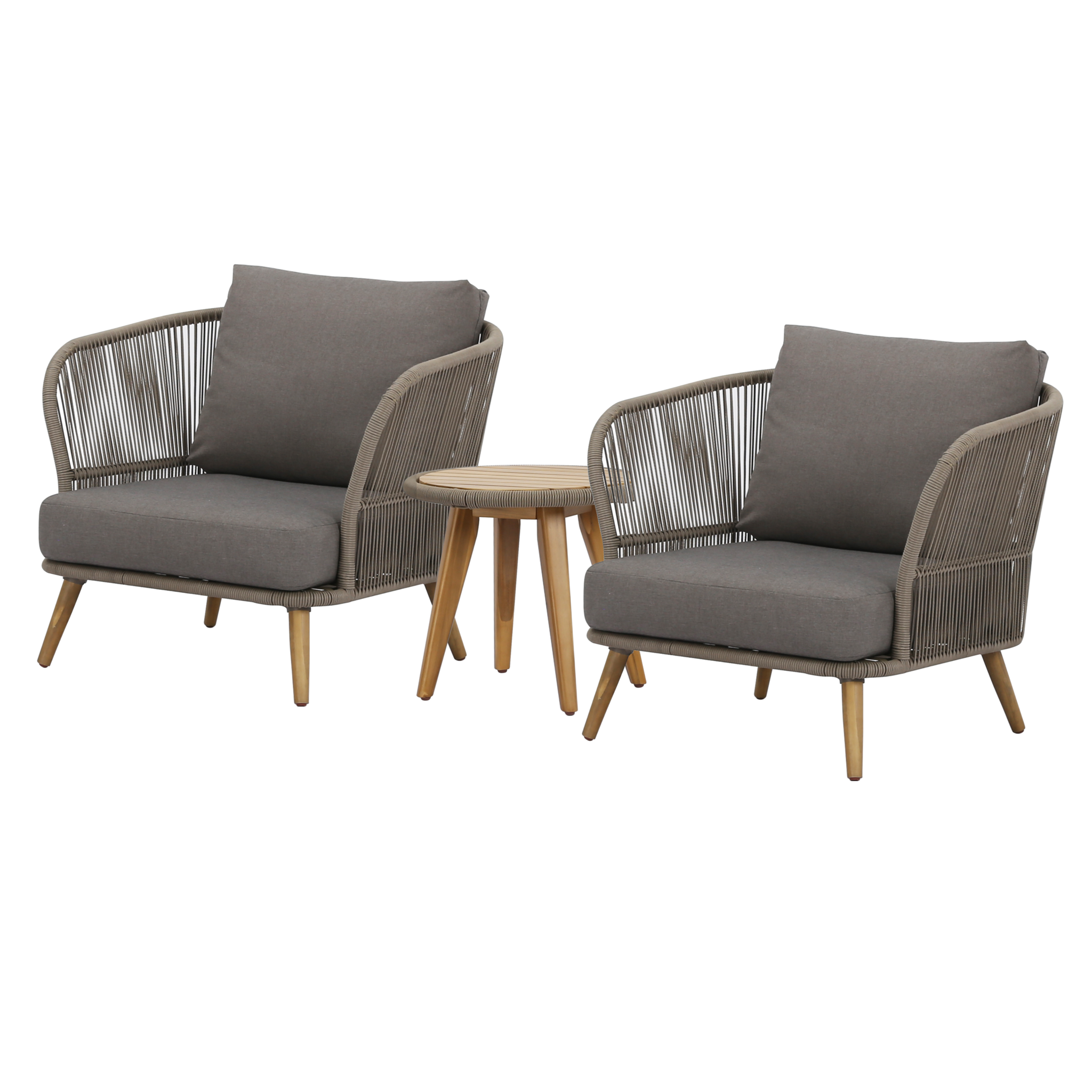 AVH-Collectie Volterra lounge balkonset 3-delig licht bruin wicker