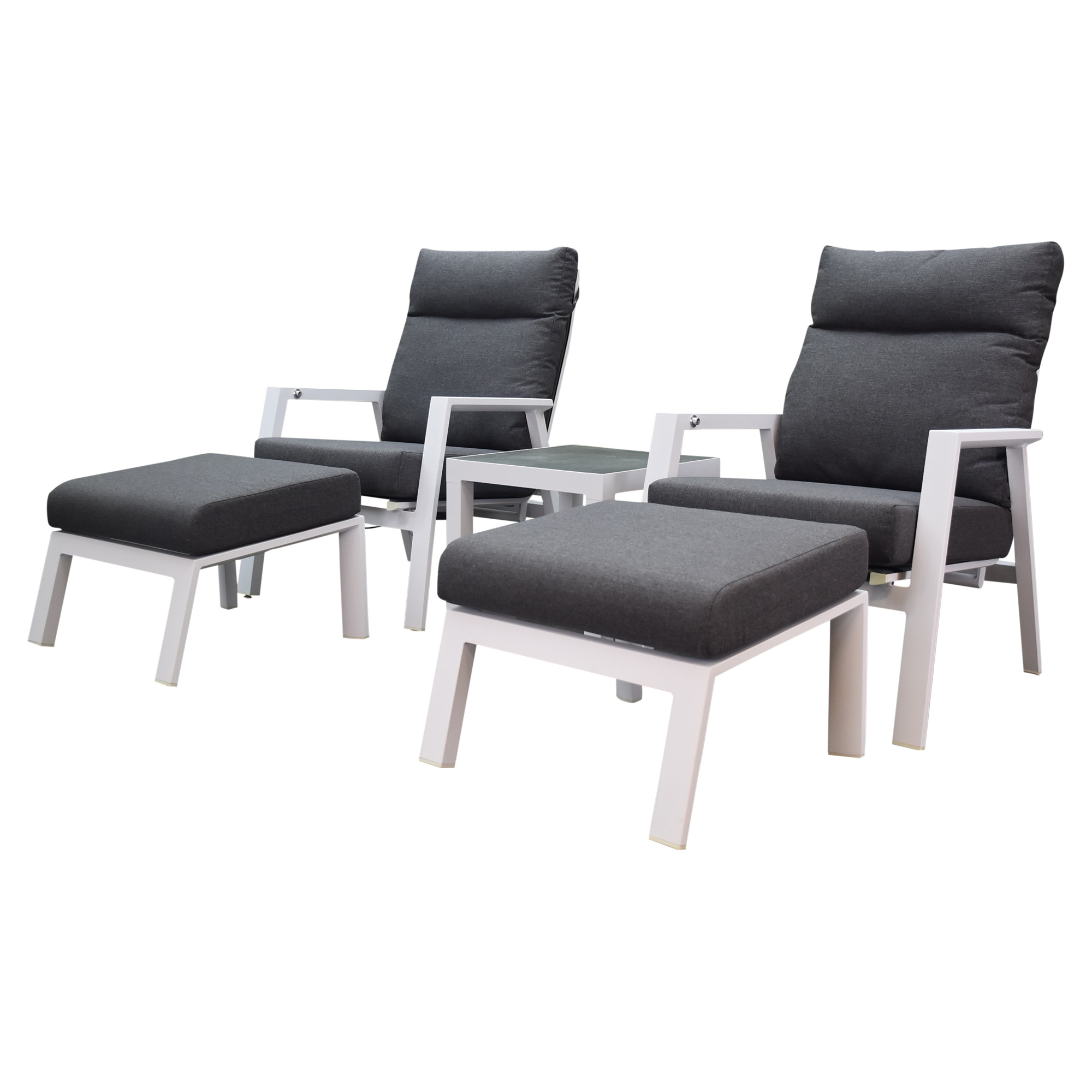 AVH-Collectie Vegas lounge balkonset 5 delig verstelbaar wit aluminium