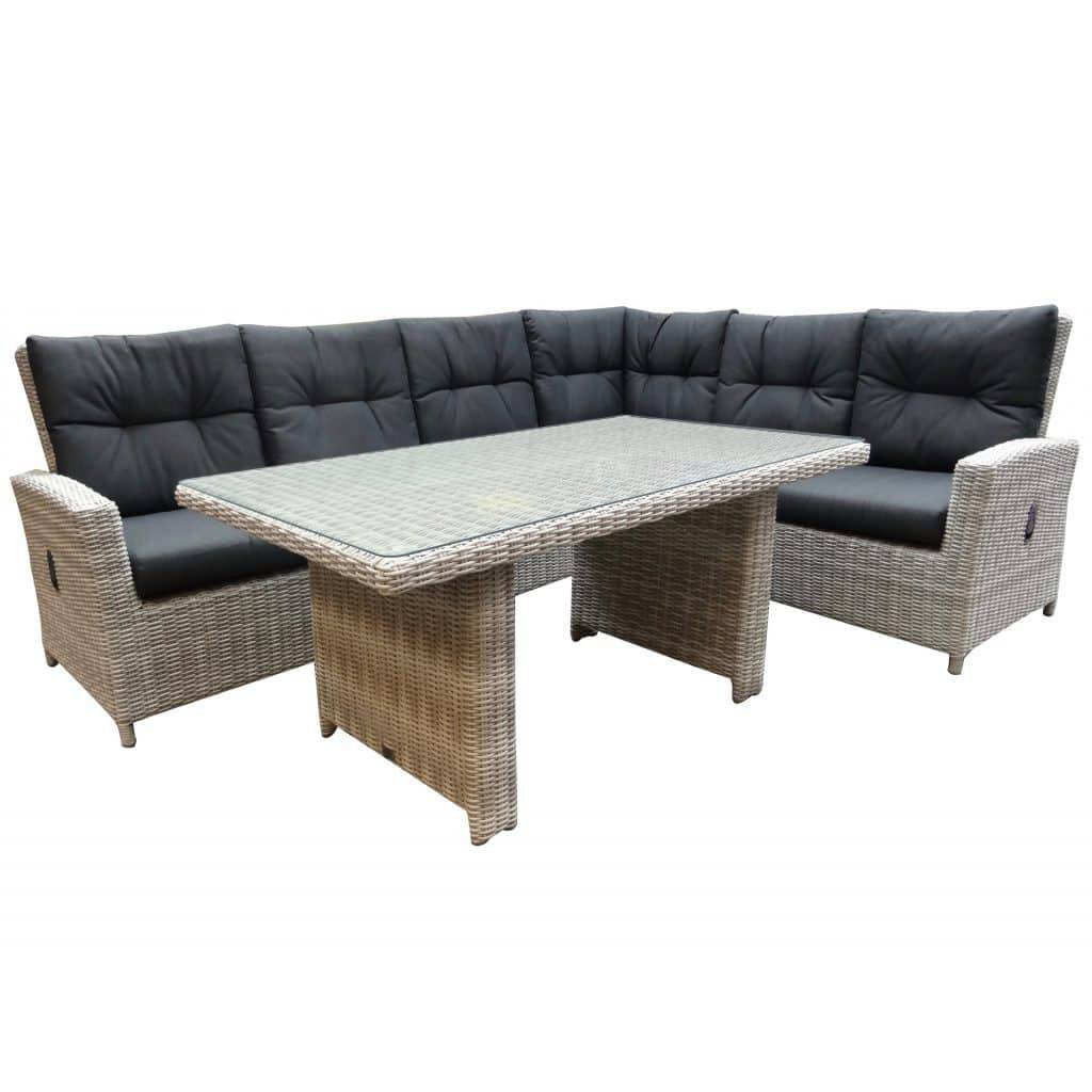 AVH-Collectie San Marino hoek dining loungeset rechts  verstelbaar 3-delig wit grijs
