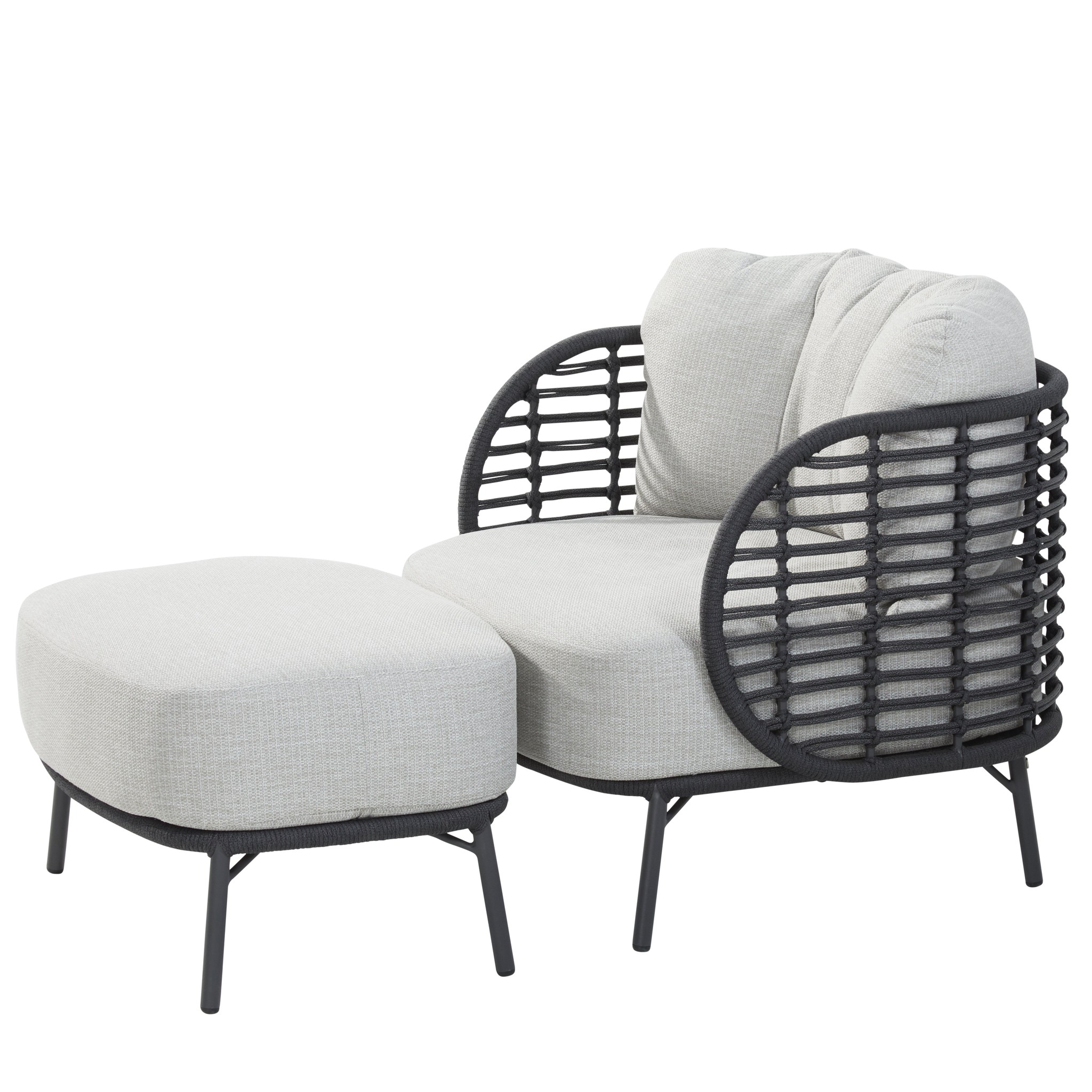 4 Seasons Outdoor Fabrice lounge balkonset 2 delig antraciet rope 
