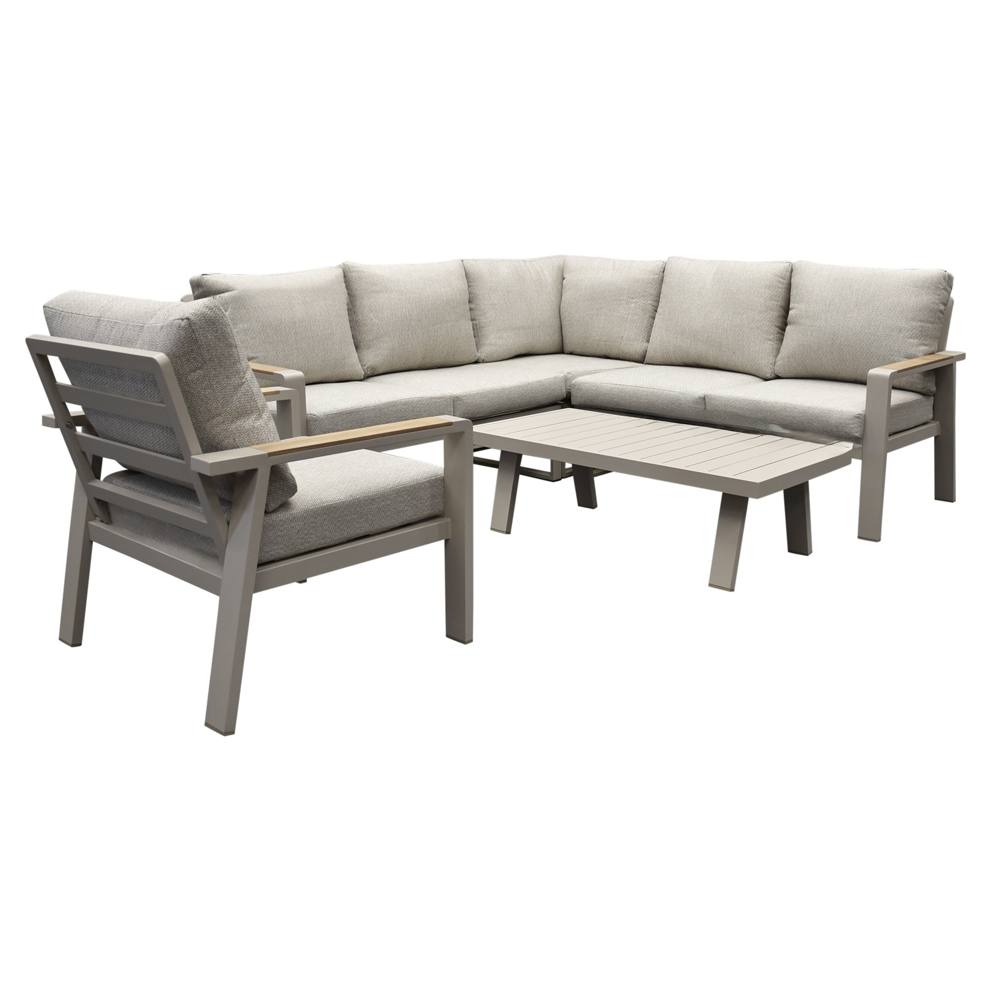 AVH-Collectie Lola hoek loungeset 5-delig aluminium zand latte