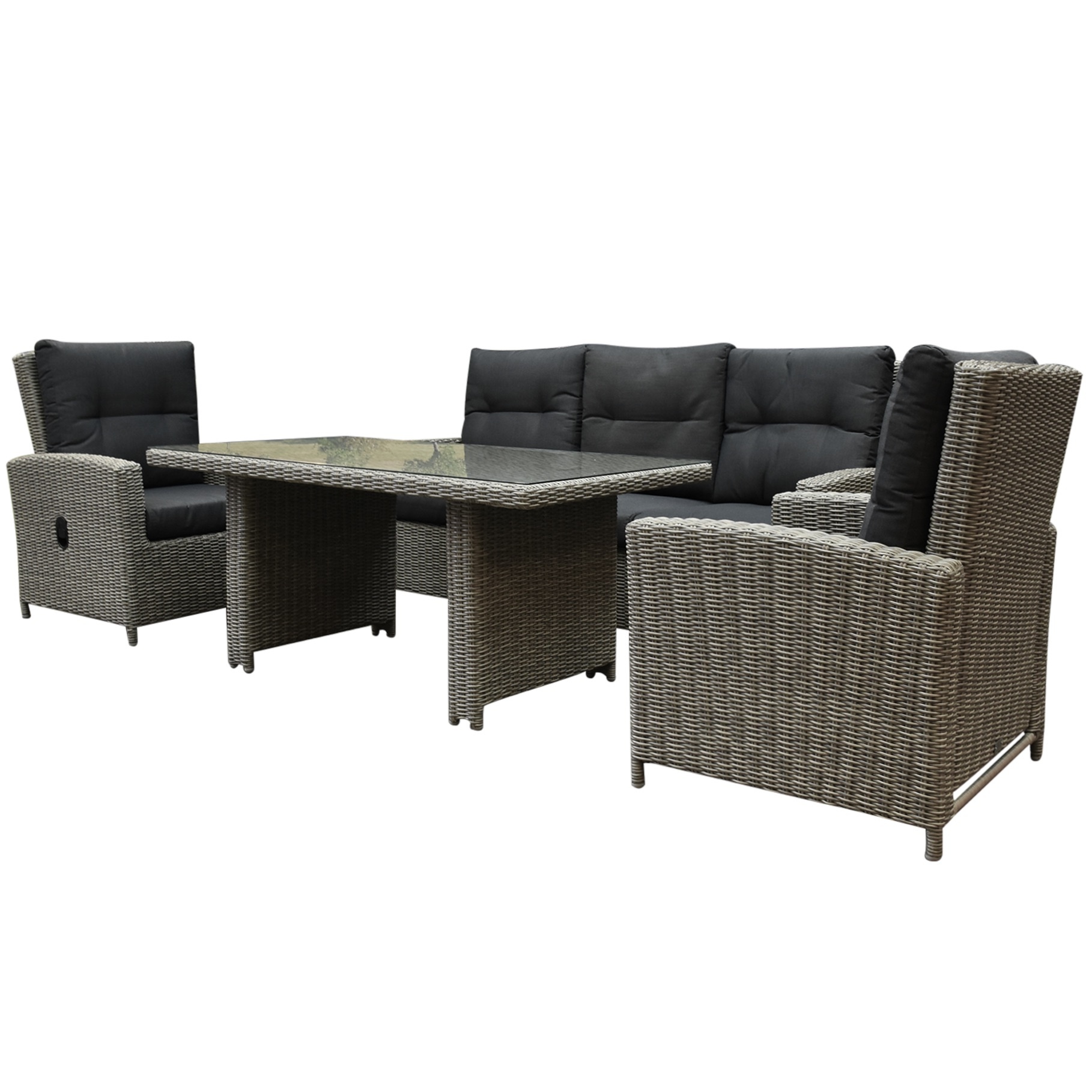 AVH-Collectie San Marino stoel bank dining loungeset 4 delig grijs verstelbaar