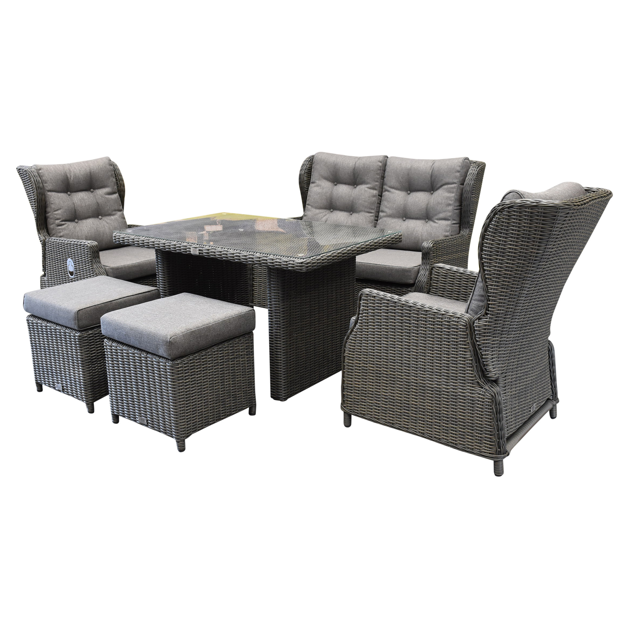AVH-Collectie Ibiza premium stoel-bank loungeset 6-delig verstelbaar antraciet