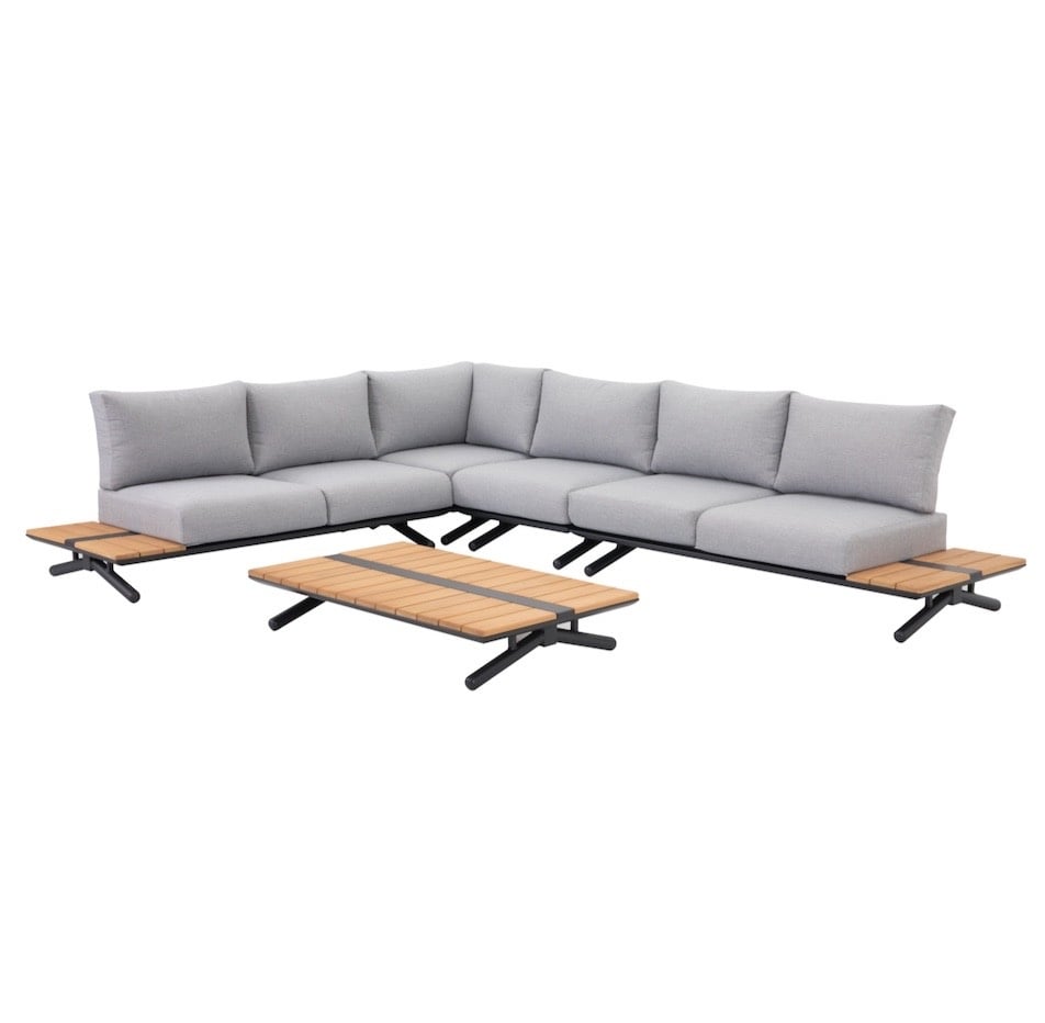 AVH-Collectie Bella Donna platform hoek loungeset 5 delig aluminium antraciet teak