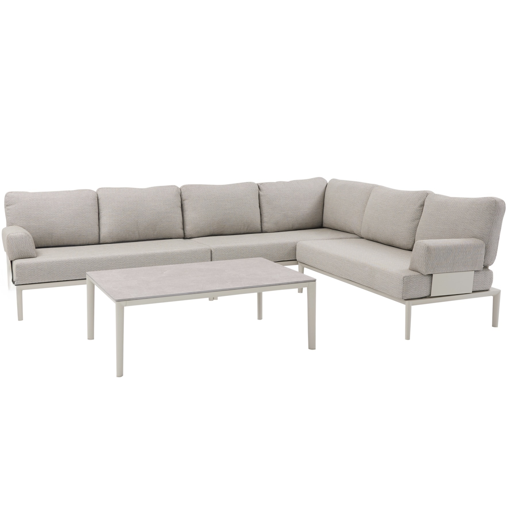 AVH-Collectie Hong Kong hoek loungeset 4 delig aluminium latte zand