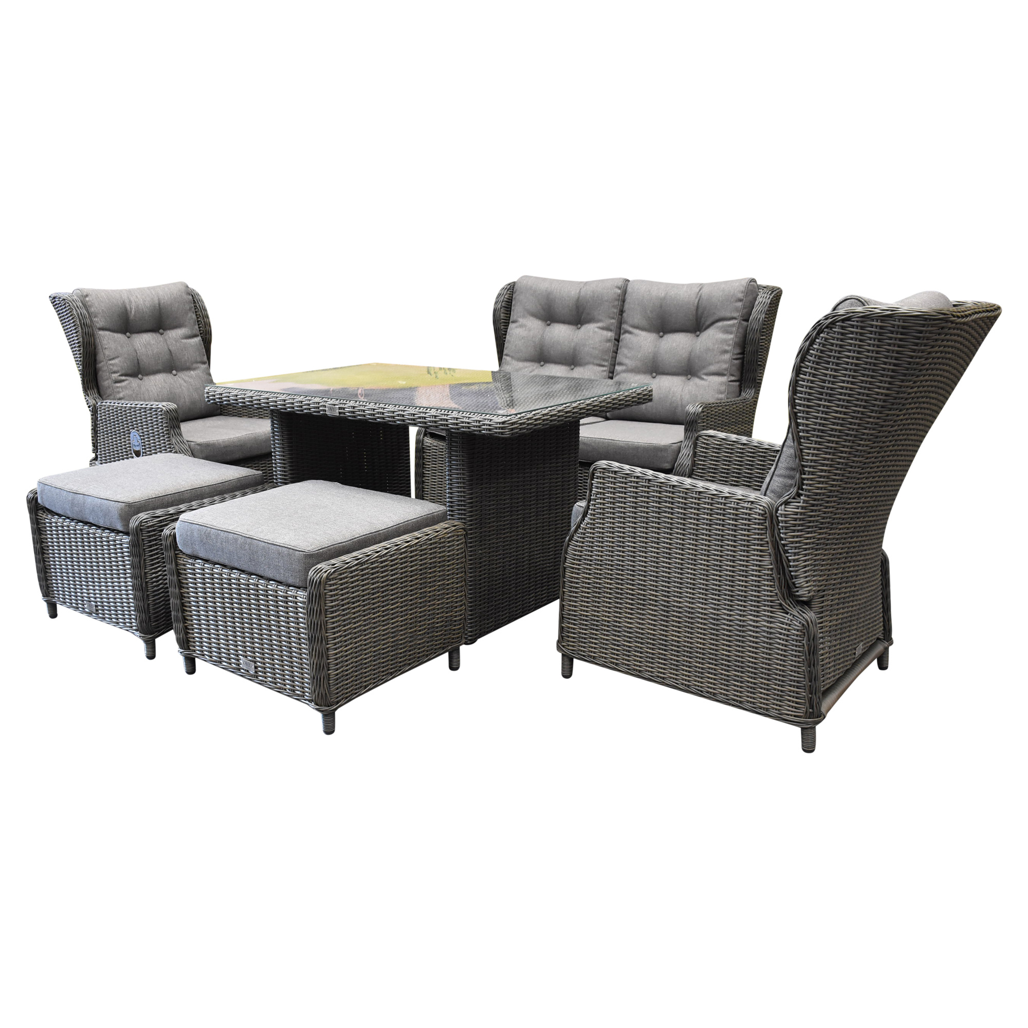 AVH-Collectie Ibiza premium stoel-bank loungeset verstelbaar 6-delig antraciet