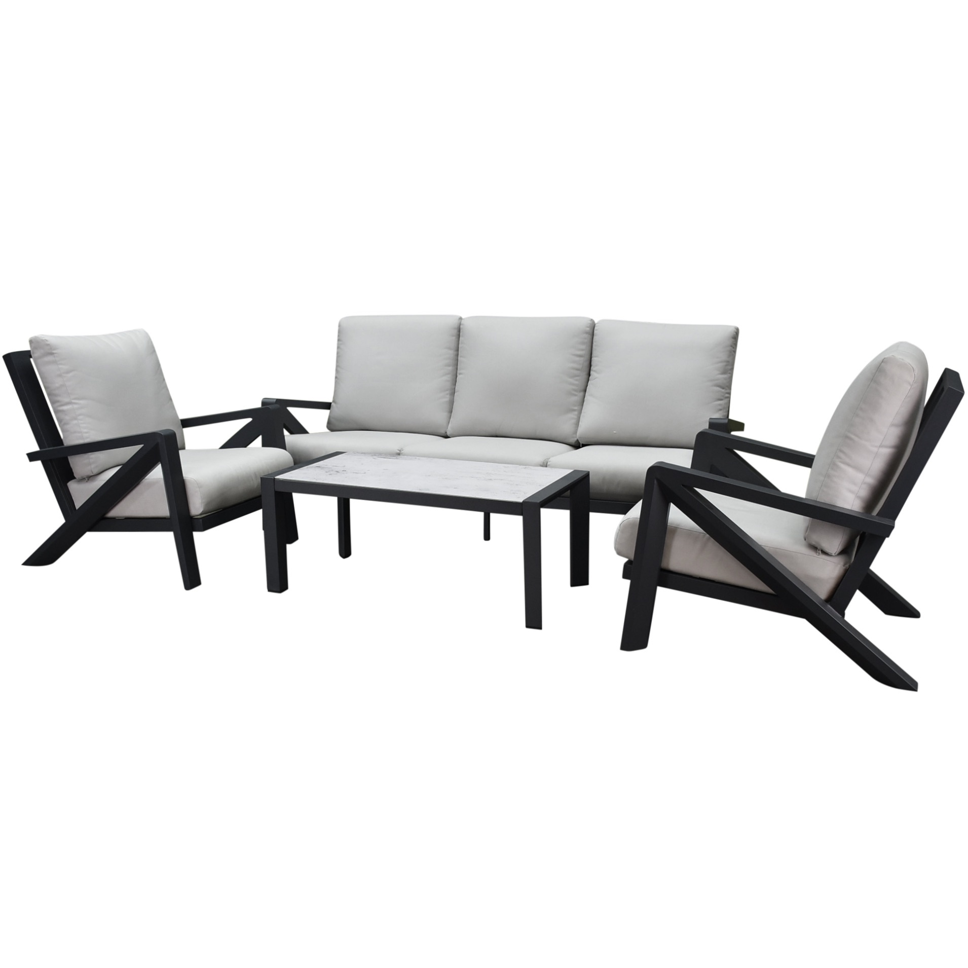 AVH-Collectie Fortaleza stoel bank loungeset 4 delig antraciet aluminium