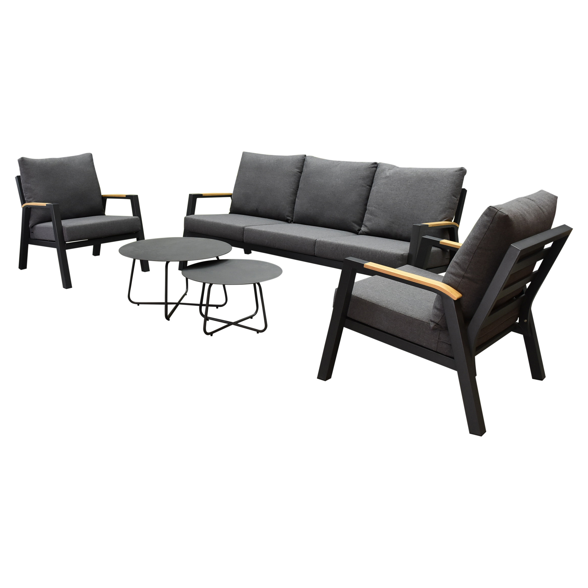 AVH-Collectie Montenegro stoel-bank loungeset 5-delig antraciet aluminium