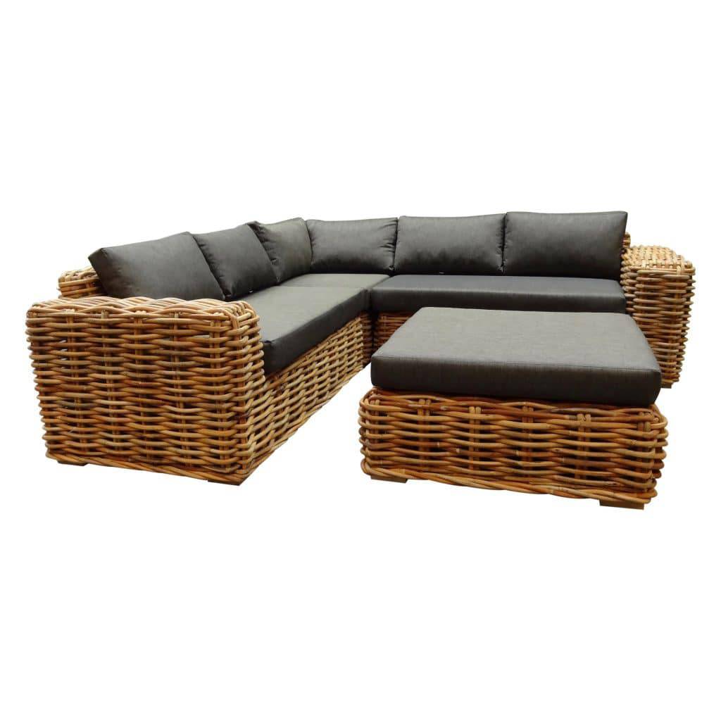 AVH-Collectie Sabuga hoek loungeset 4-delig naturel rotan