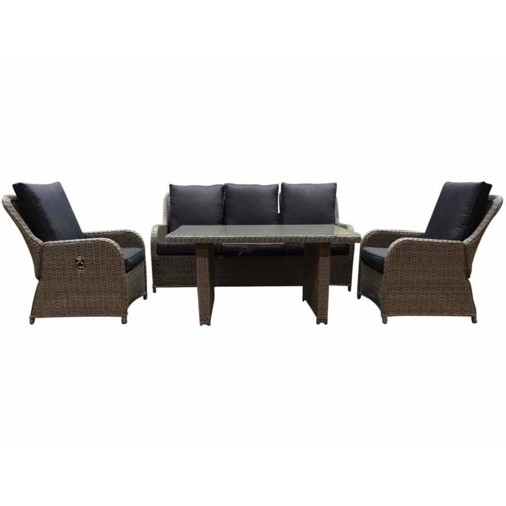 AVH-Collectie Bilbao stoel-bank dining loungeset verstelbaar 4-delig grijs