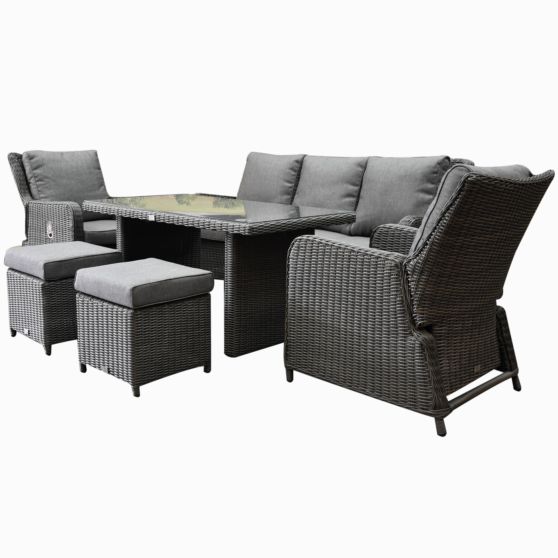 AVH-Collectie Bilbao premium stoel bank loungeset verstelbaar 6 delig antraciet