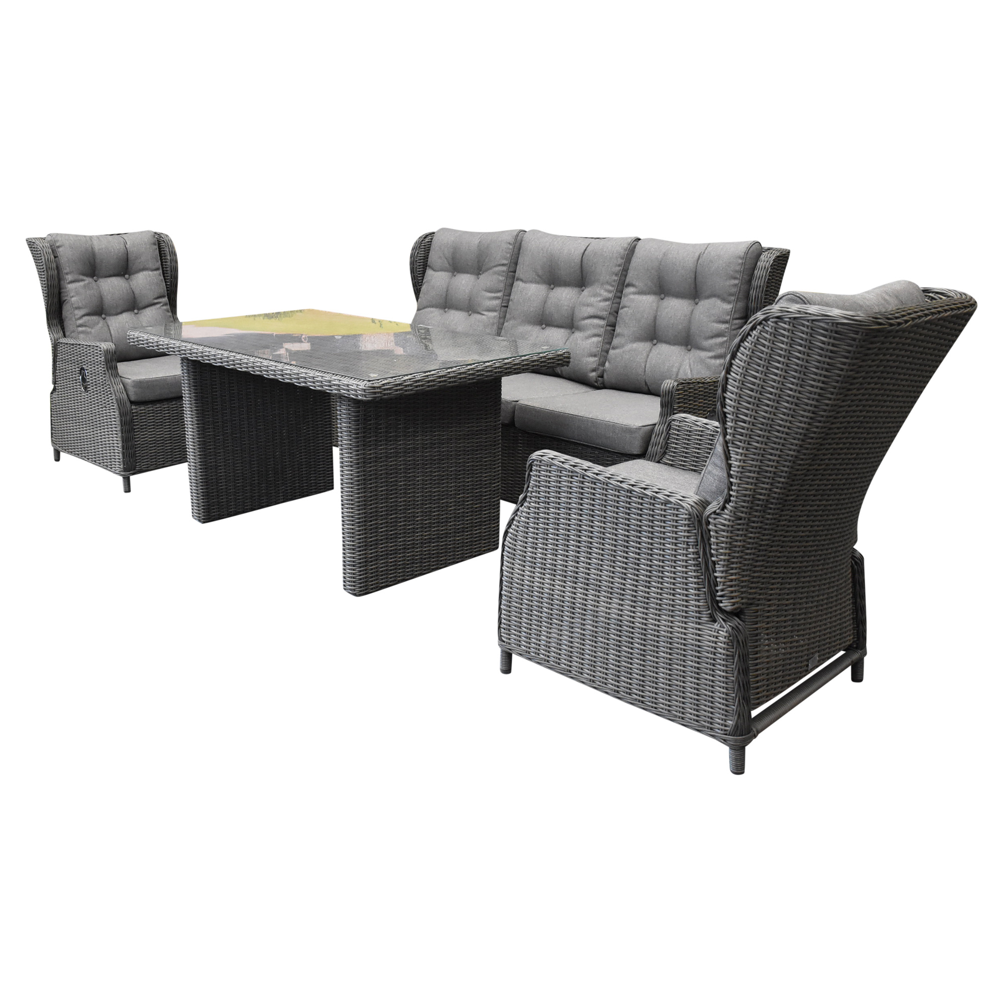 AVH-Collectie Ibiza premium stoel bank dining loungeset verstelbaar 4 delig antraciet