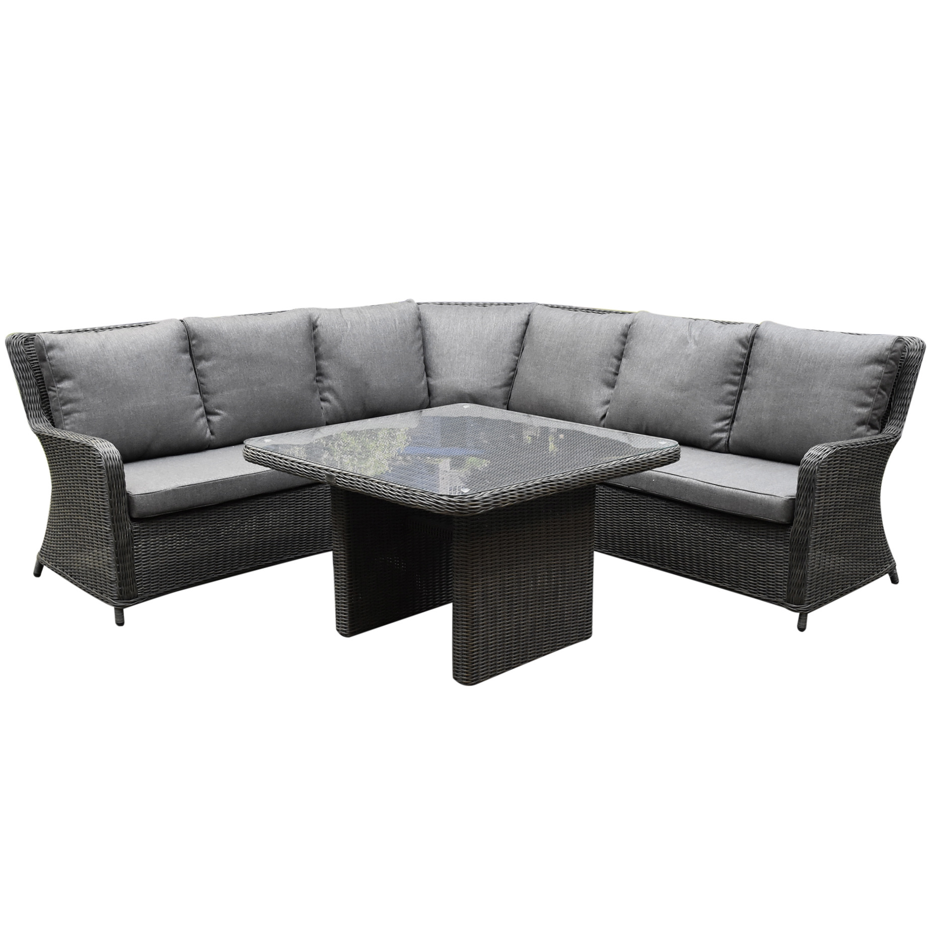 AVH Premium Collection Bilbao premium dining hoekset 4 delig antraciet wicker