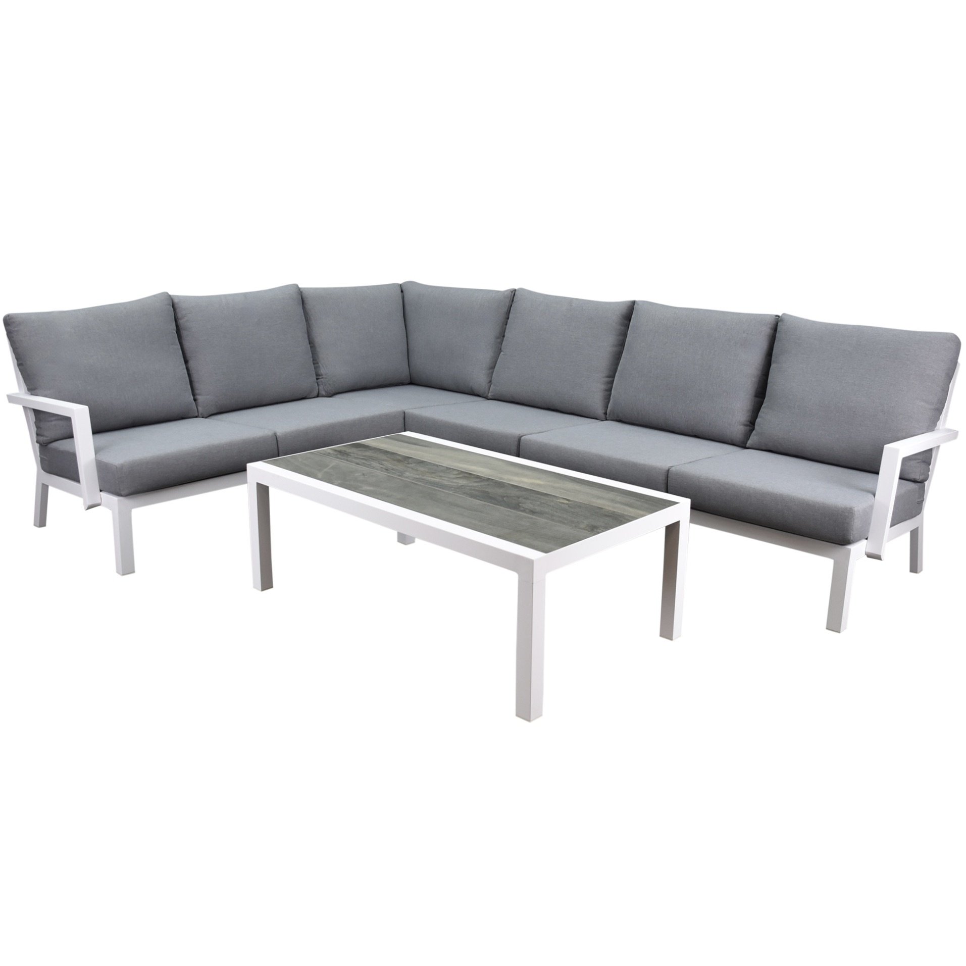 AVH-Collectie New york hoek loungeset 5 delig aluminium wit