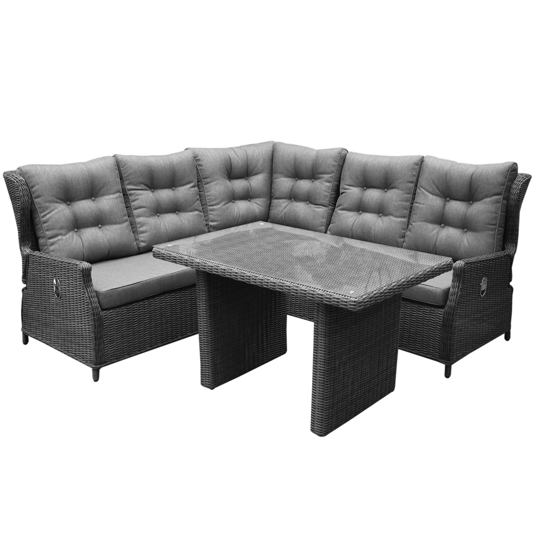 AVH Premium Collection Ibiza premium dining loungeset 4-delig antraciet vlechtwerk