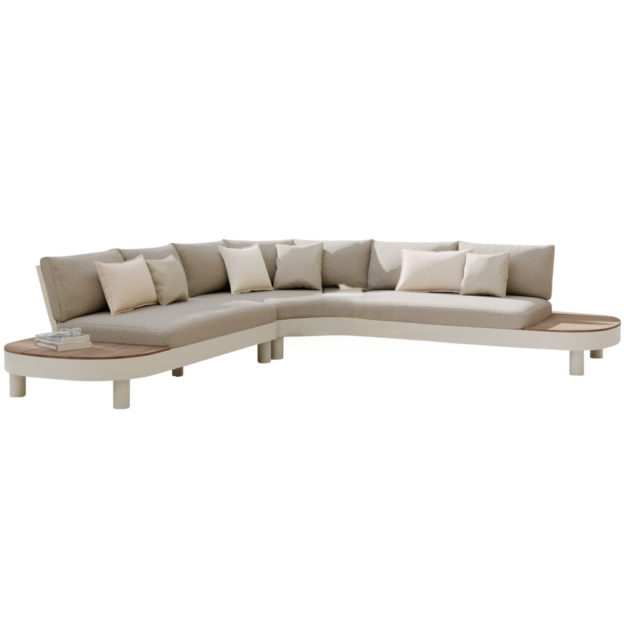 AVH-Collectie Bellezza organische hoek loungeset 3 delig alliminium latte zand