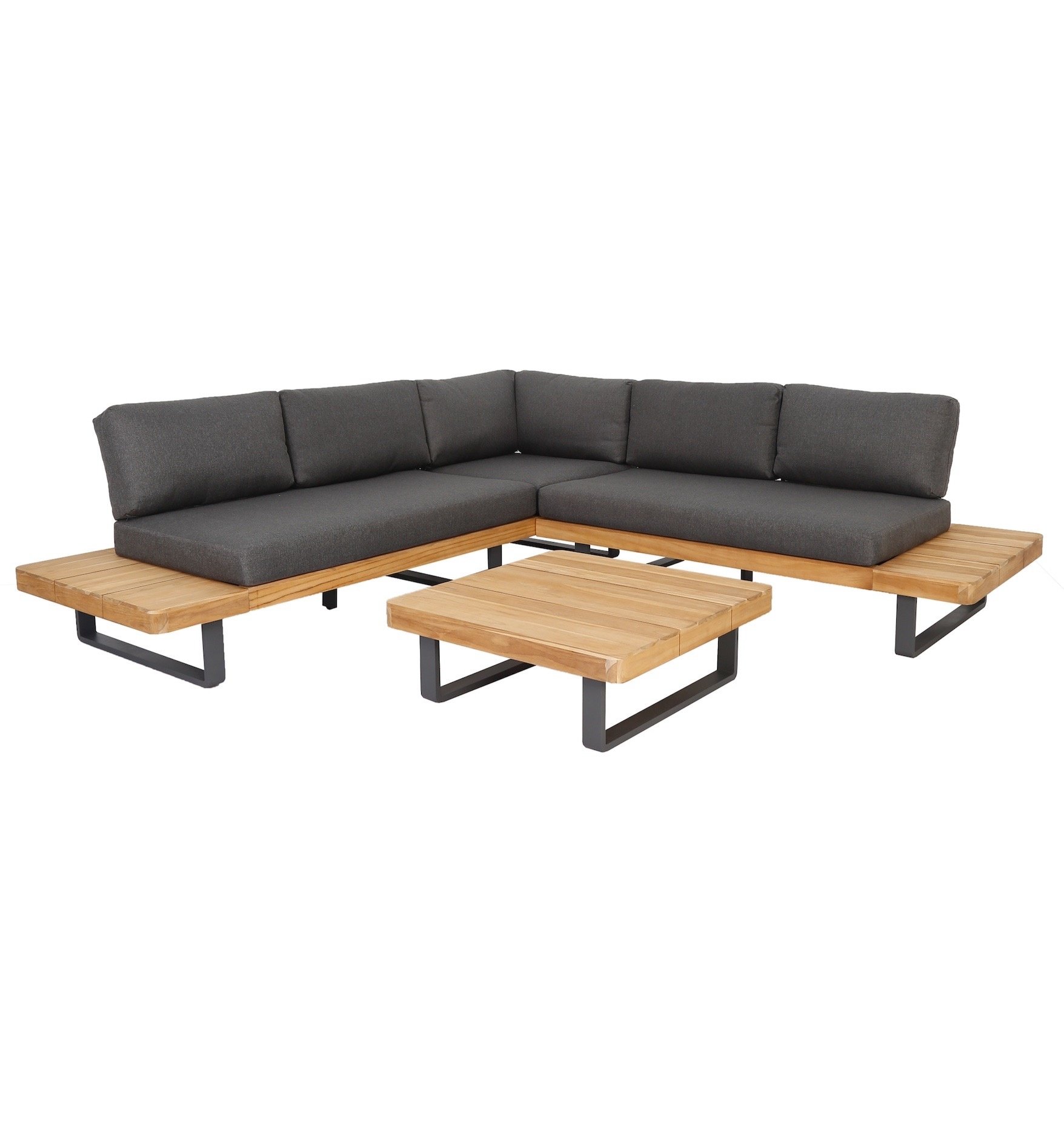 AVH-Collectie Manhattan hoek loungeset 3 delig aluminium teak
