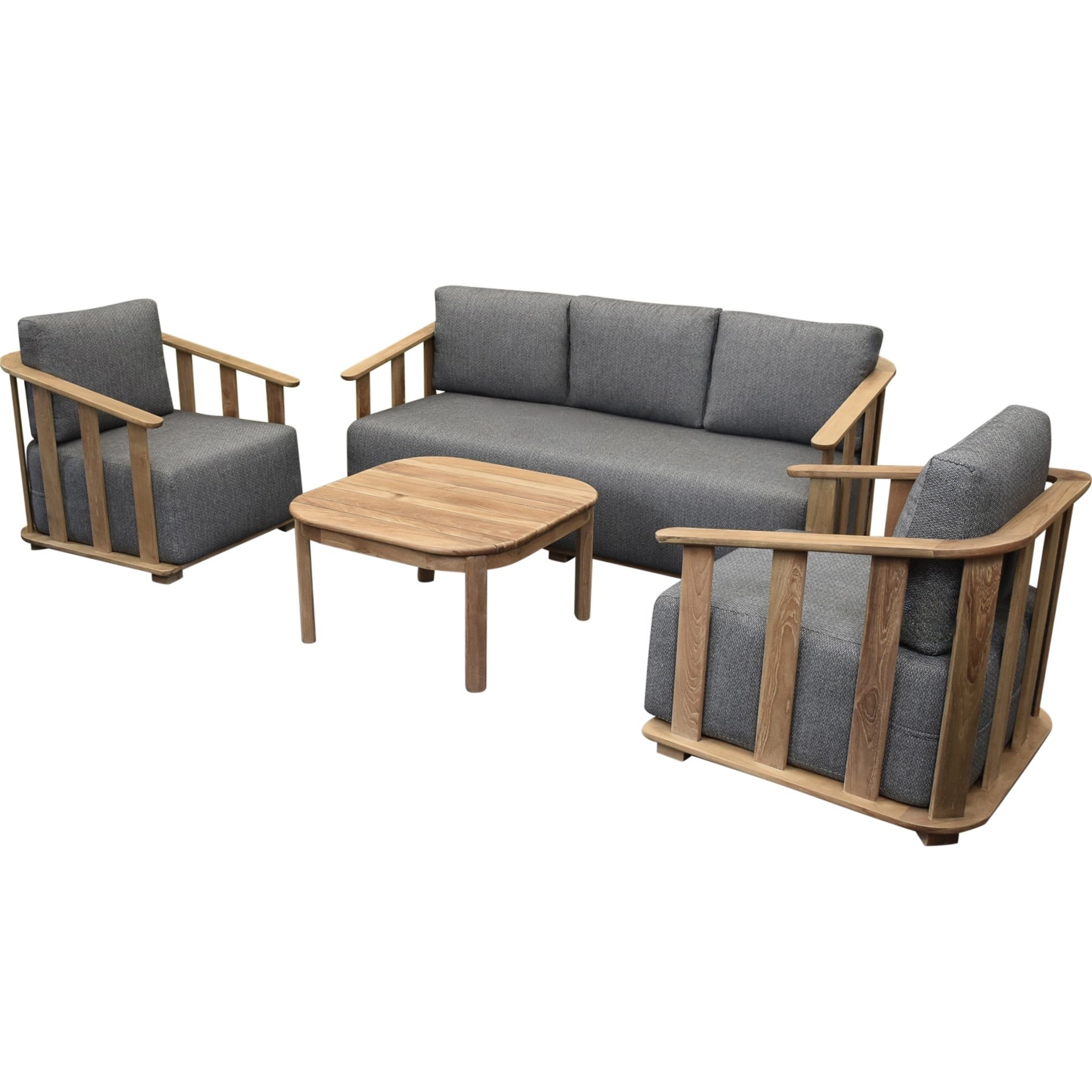 AVH-Collectie Milano stoel bank loungeset 4 delig teakhout