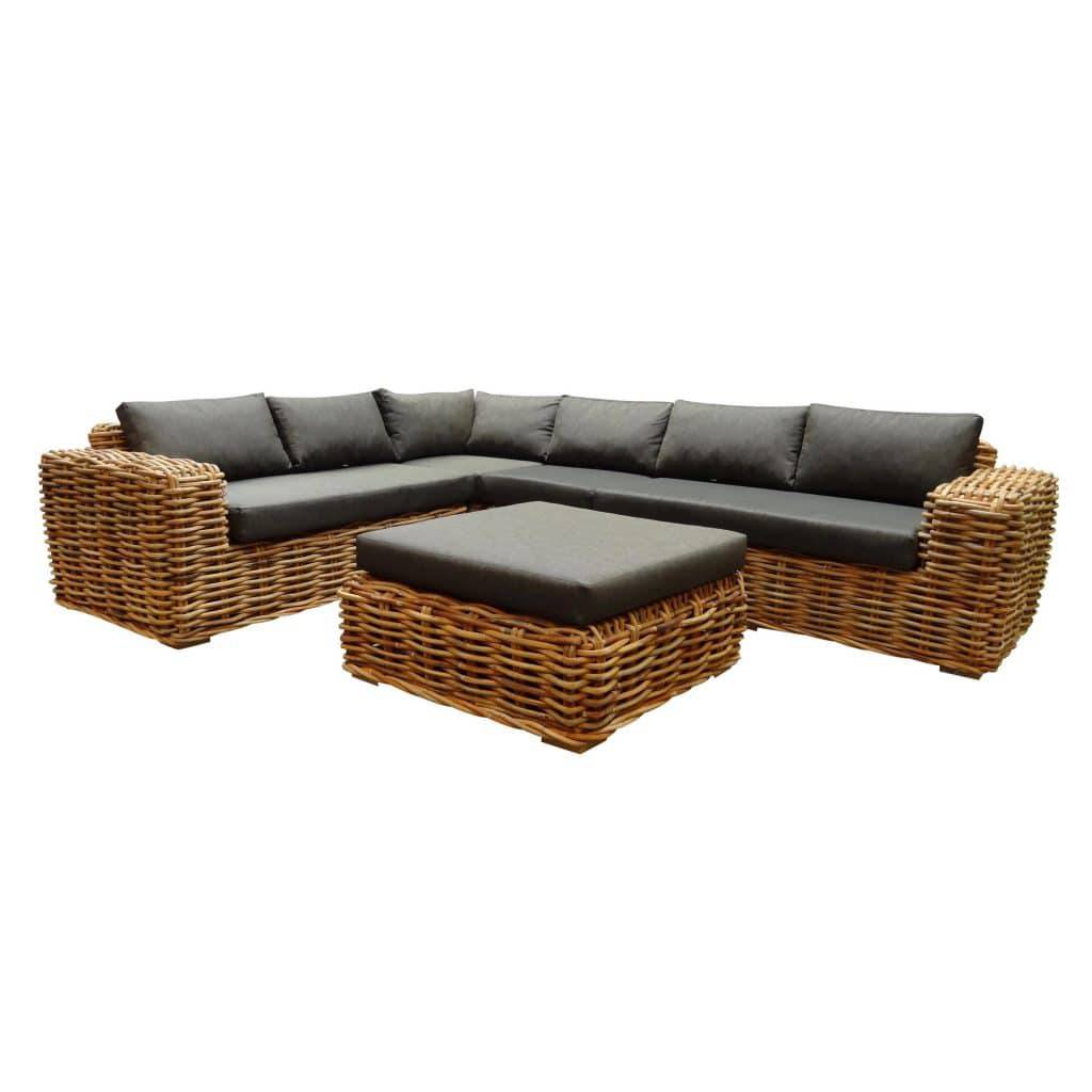 AVH-Collectie Sabuga hoek loungeset 5-delig naturel rotan