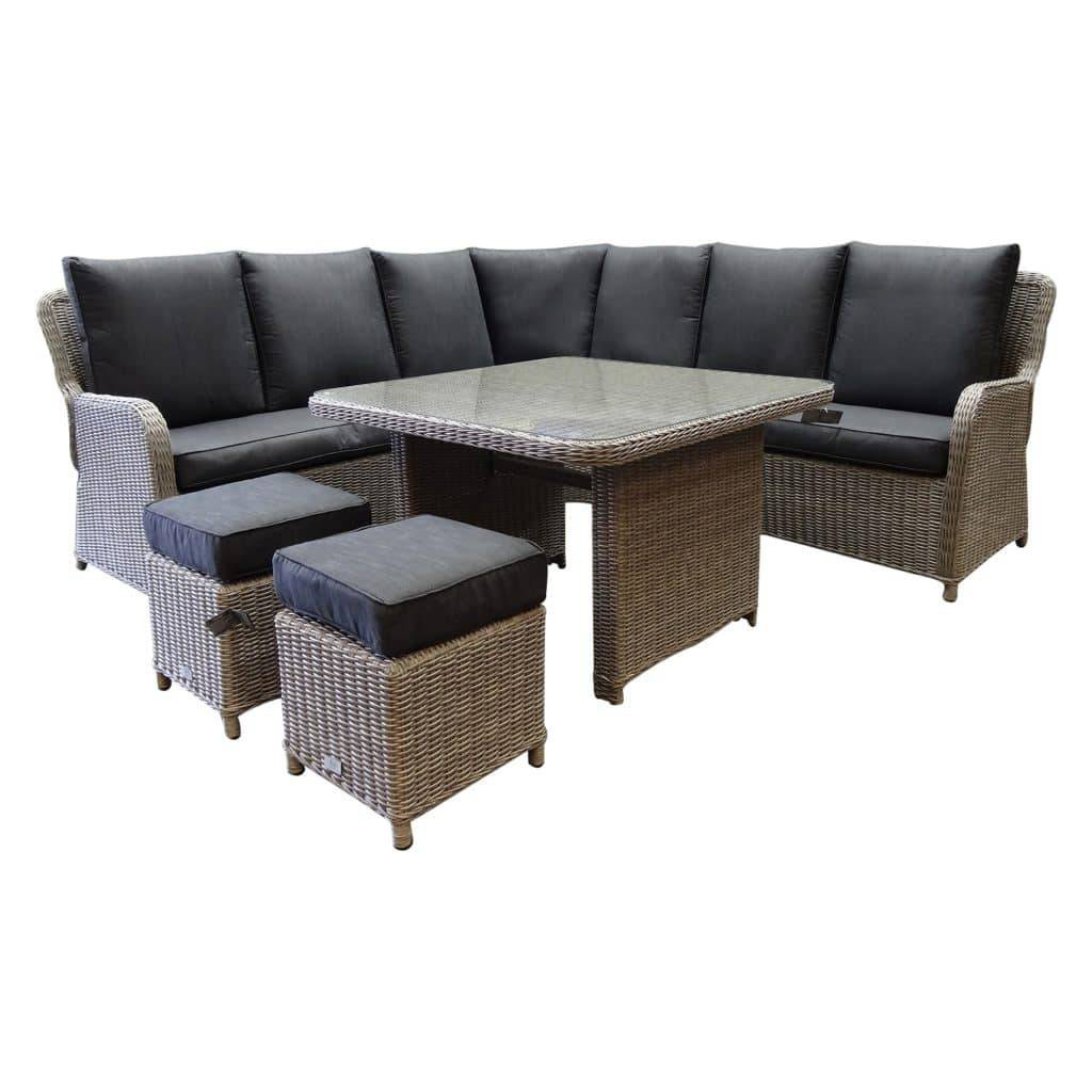 AVH-Collectie Bilbao hoek dining loungeset 6 delig grijs