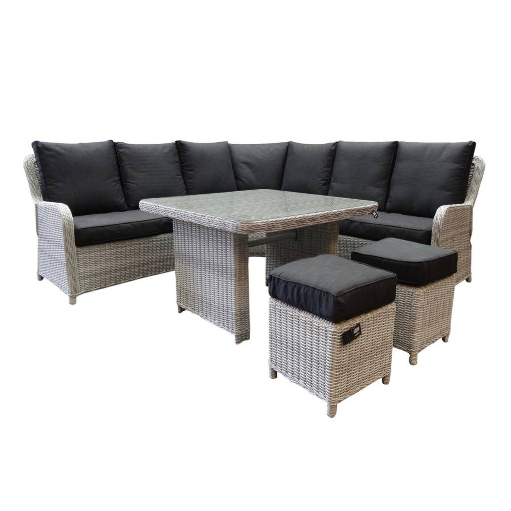 AVH-Collectie Bilbao hoek dining loungeset 6 delig wit grijs