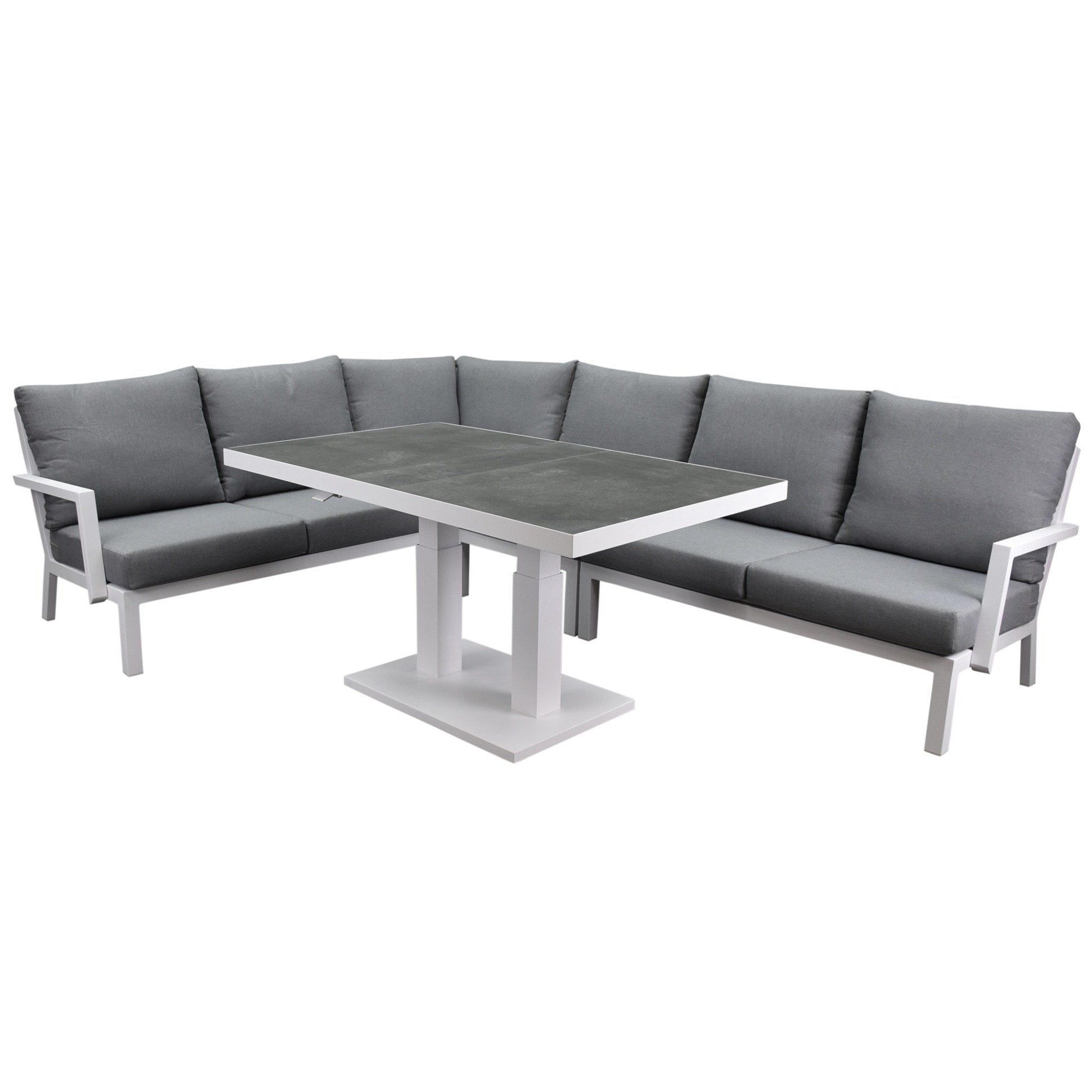 AVH-Collectie New York dining hoek loungeset 5 delig verstelbare tafel wit