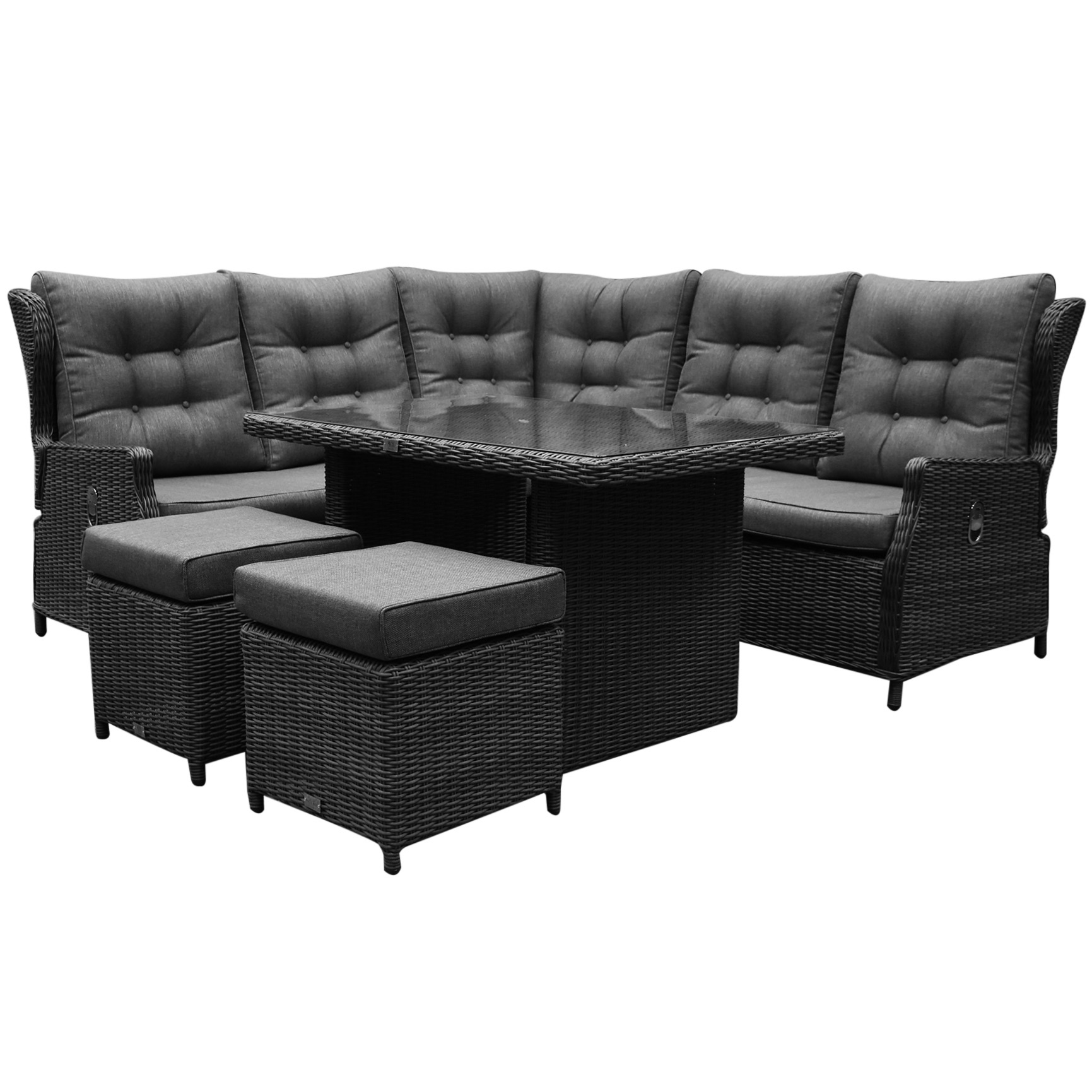 AVH Premium Collection Ibiza premium hoek dining loungeset 6 delig antraciet