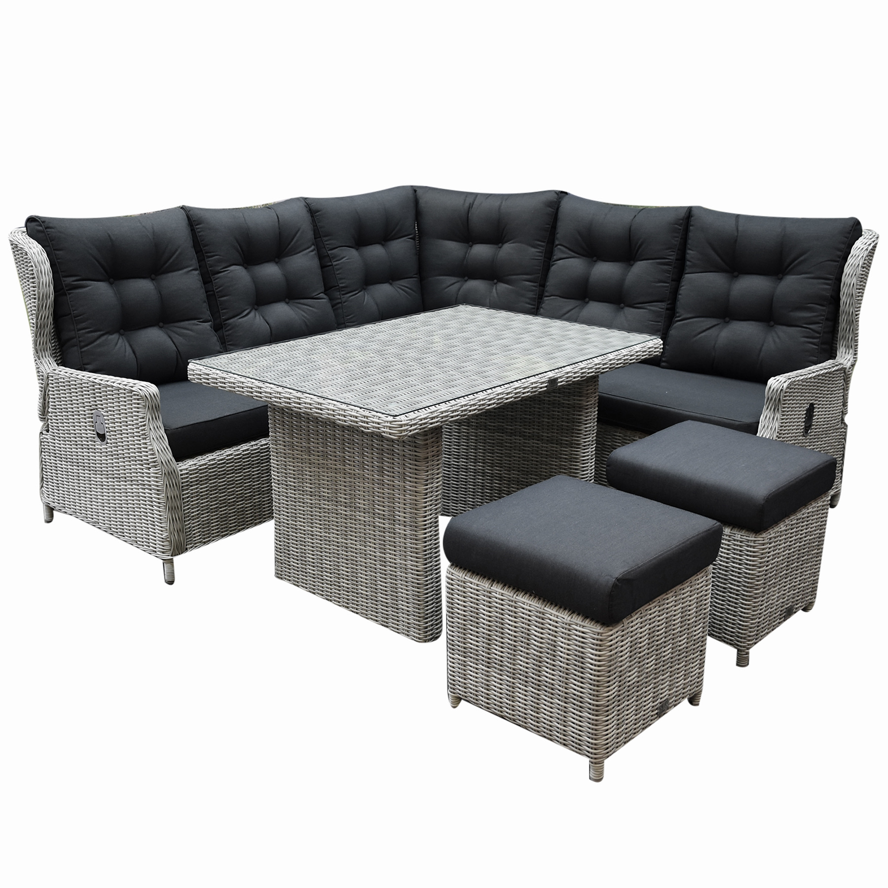 AVH-Collectie Ibiza hoek dining  loungeset 6-delig verstelbaar wit grijs