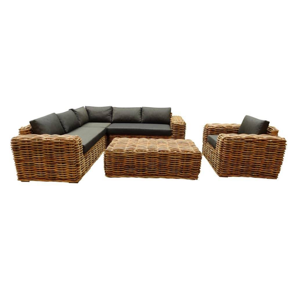 AVH-Collectie Sabuga hoek loungeset 5-delig naturel rotan