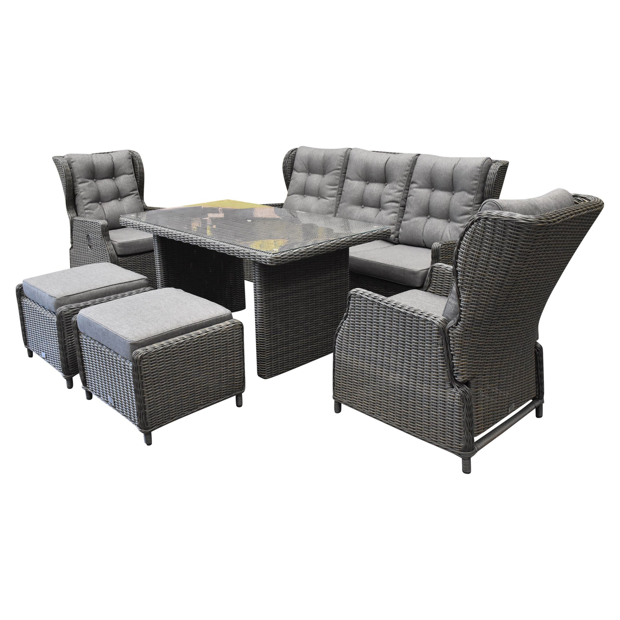 AVH-Collectie Ibiza premium stoel bank dining loungeset verstelbaar 6 delig antraciet